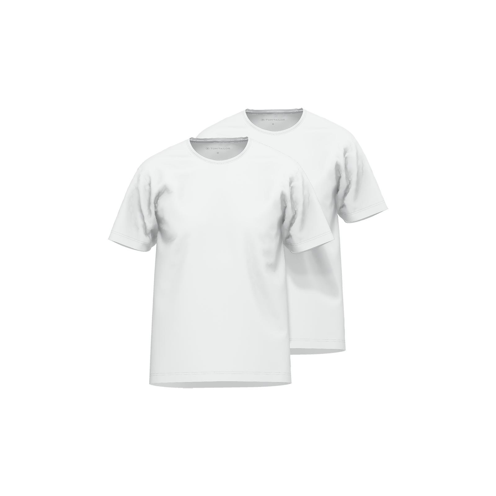TOM TAILOR heren T-shirt met O-hals (2-pack), wit