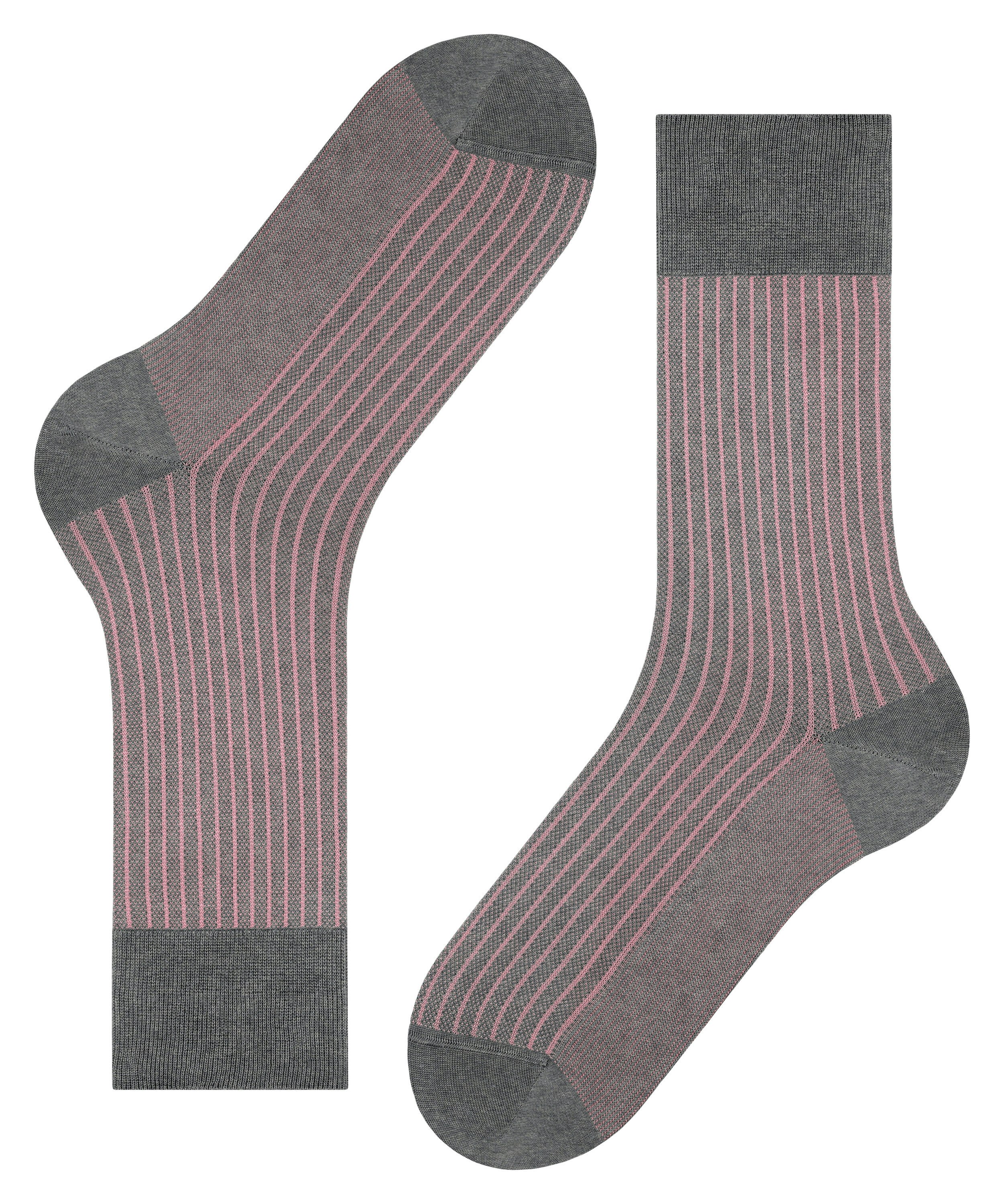 FALKE Oxford Stripe herensokken, grijs melange (steel melangeange)