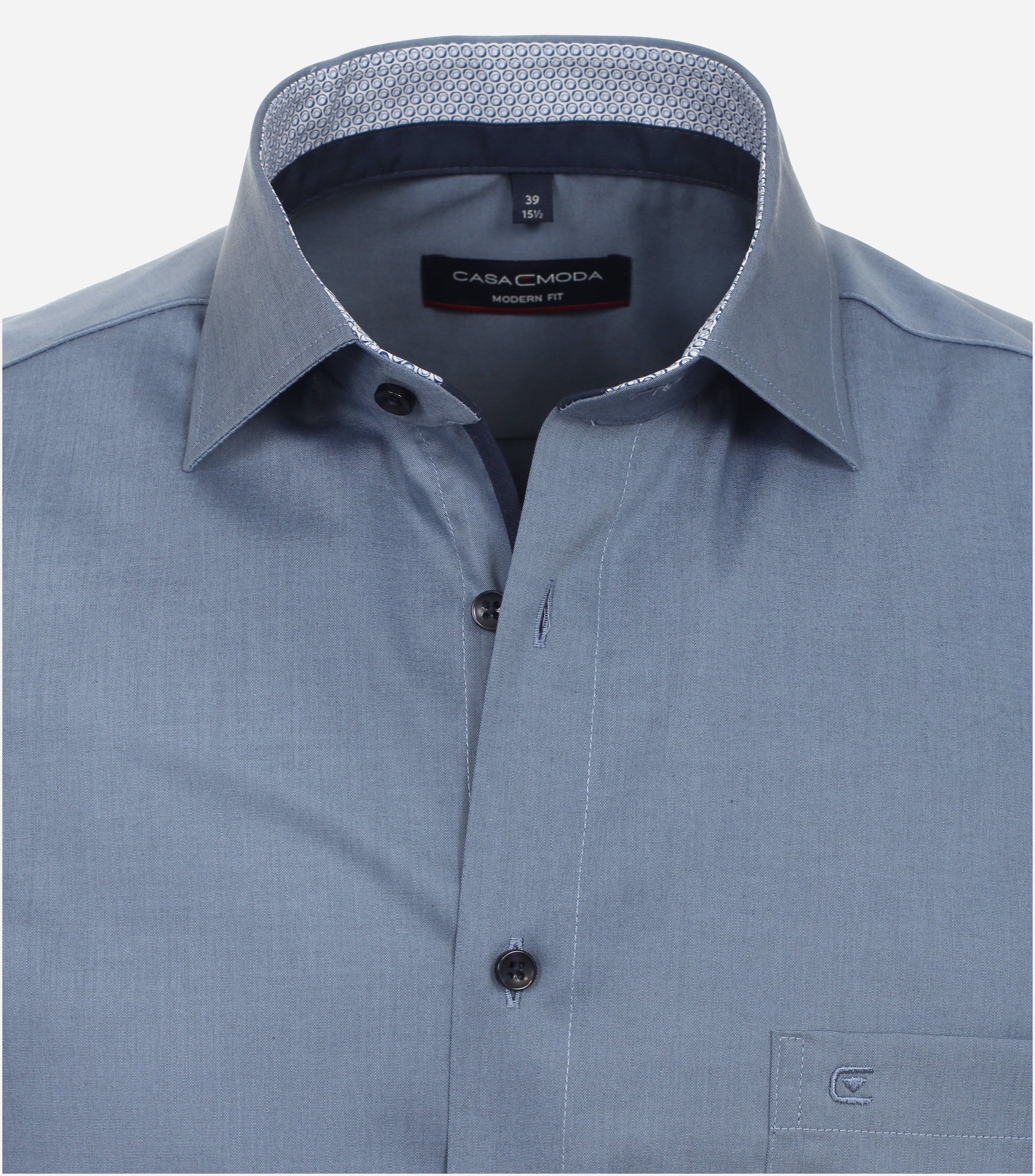 CASA MODA modern fit overhemd, korte mouw, popeline, blauw