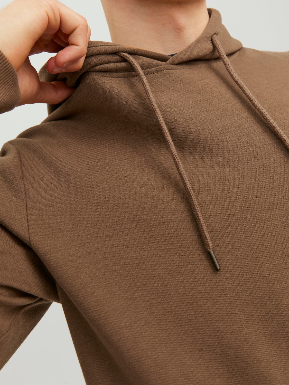 JACK & JONES Basic sweat hood regular fit, heren hoodie katoenmengsel met capuchon, camel bruin