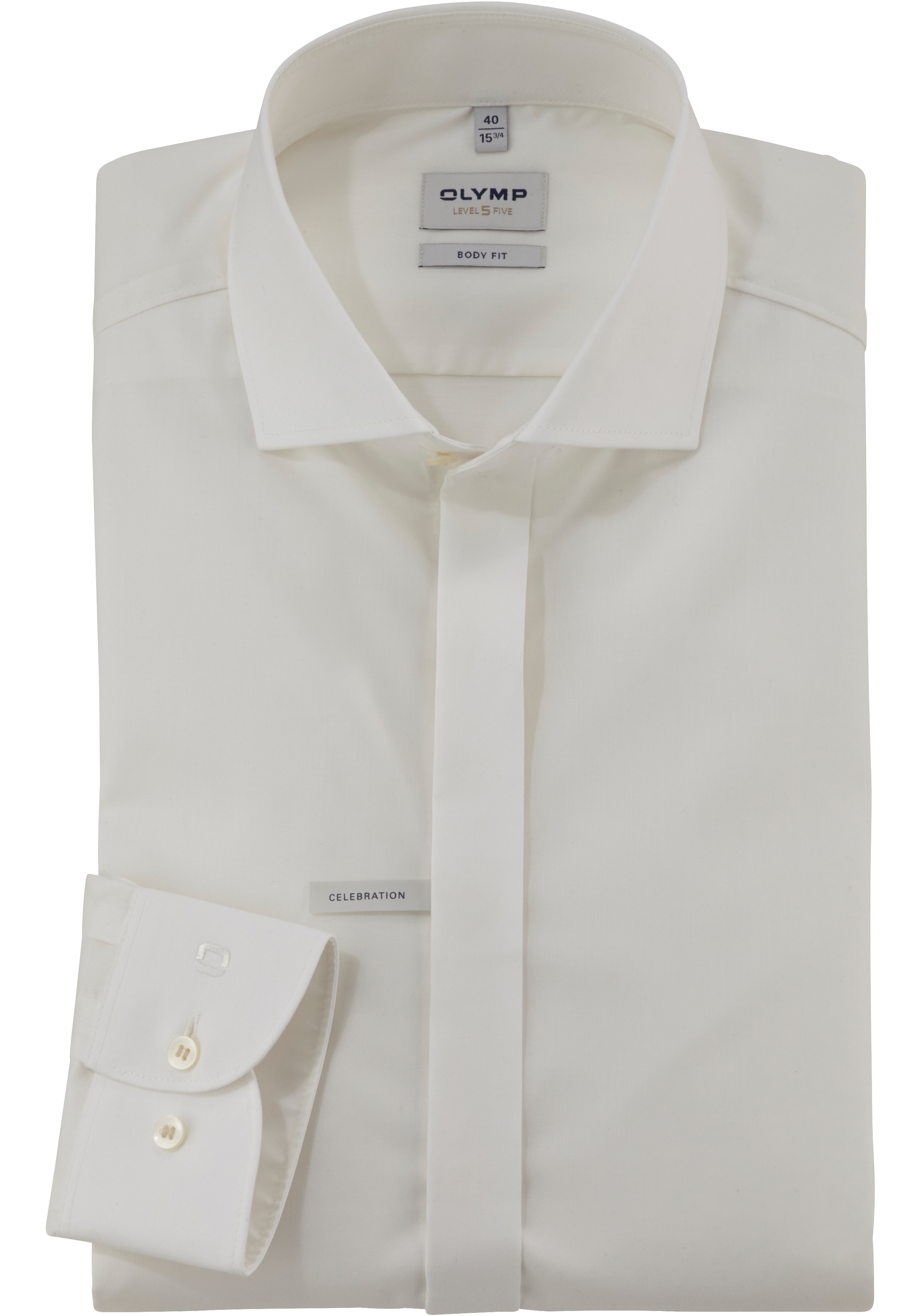 OLYMP Level 5 body fit overhemd, twill, lichtbeige