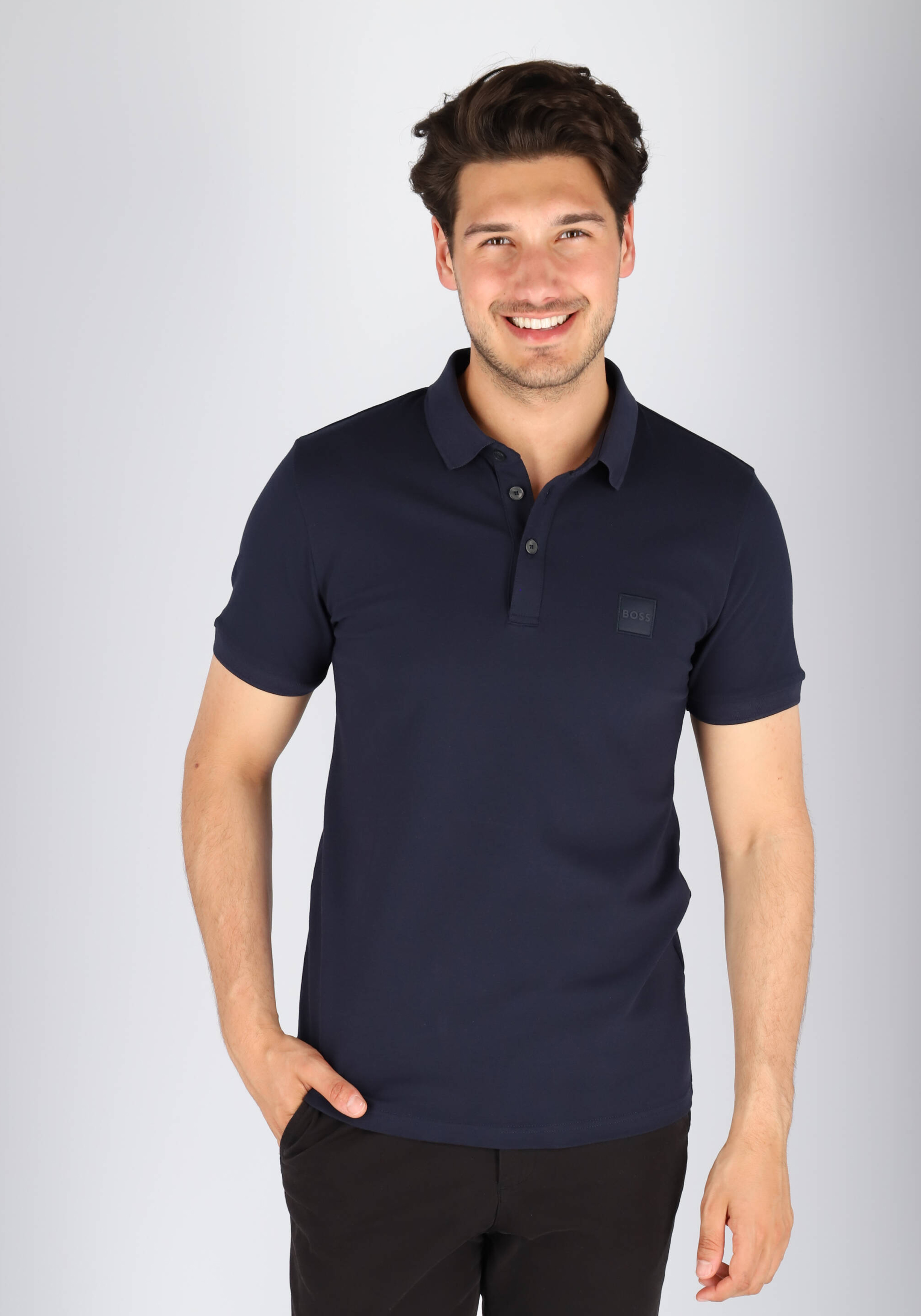 HUGO BOSS Passenger slim fit polo, stretch heren polo korte mouw, donkerblauw