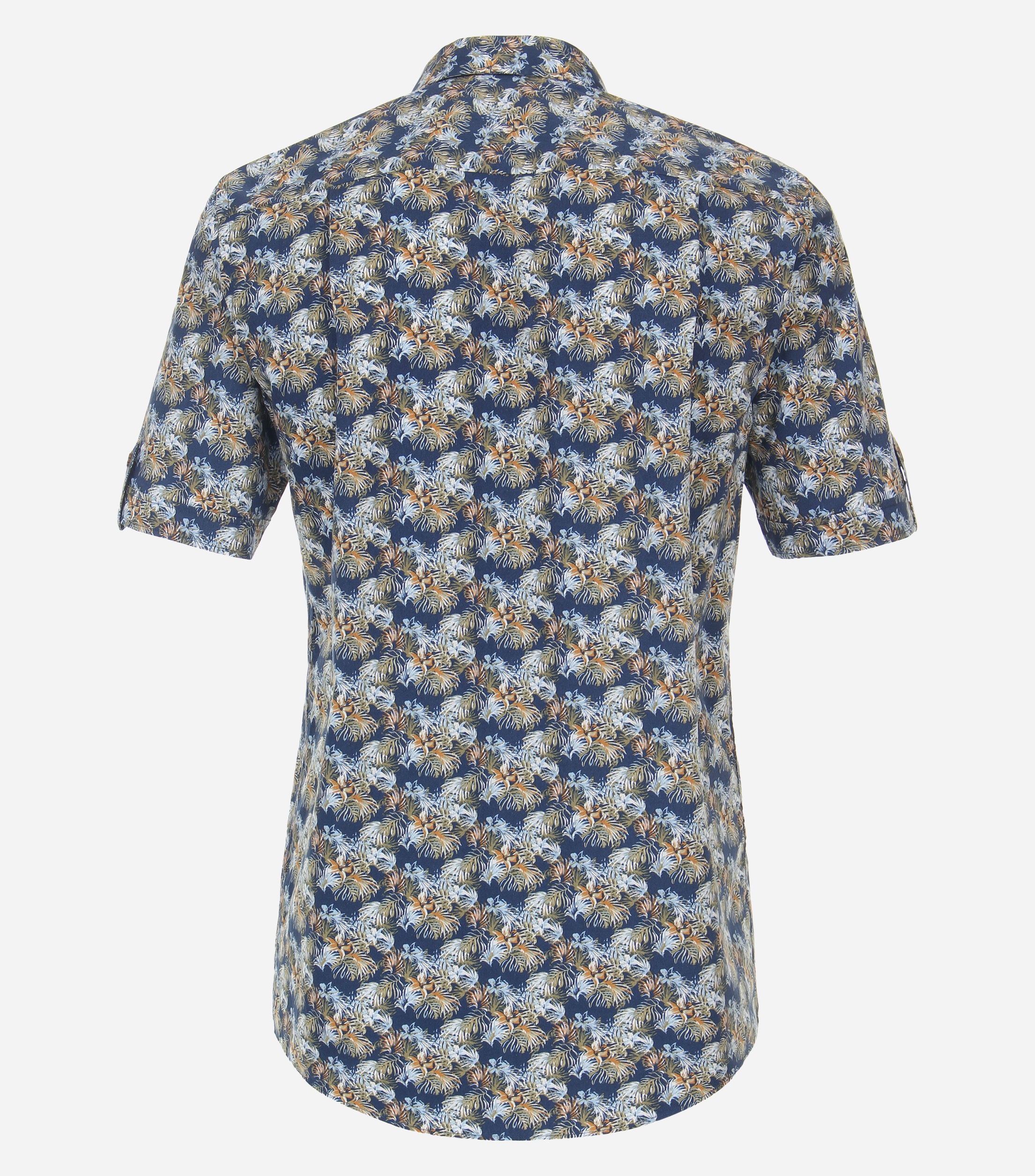 Redmond modern fit overhemd, korte mouw, popeline, blauw dessin