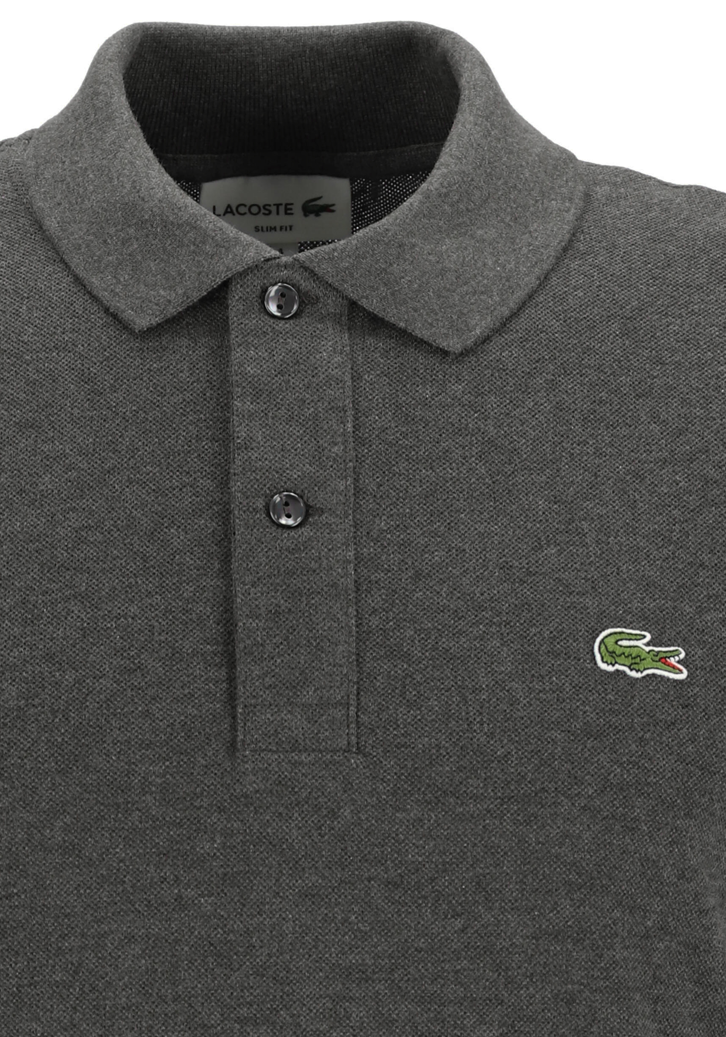 Lacoste Slim Fit polo, donkergrijs melange