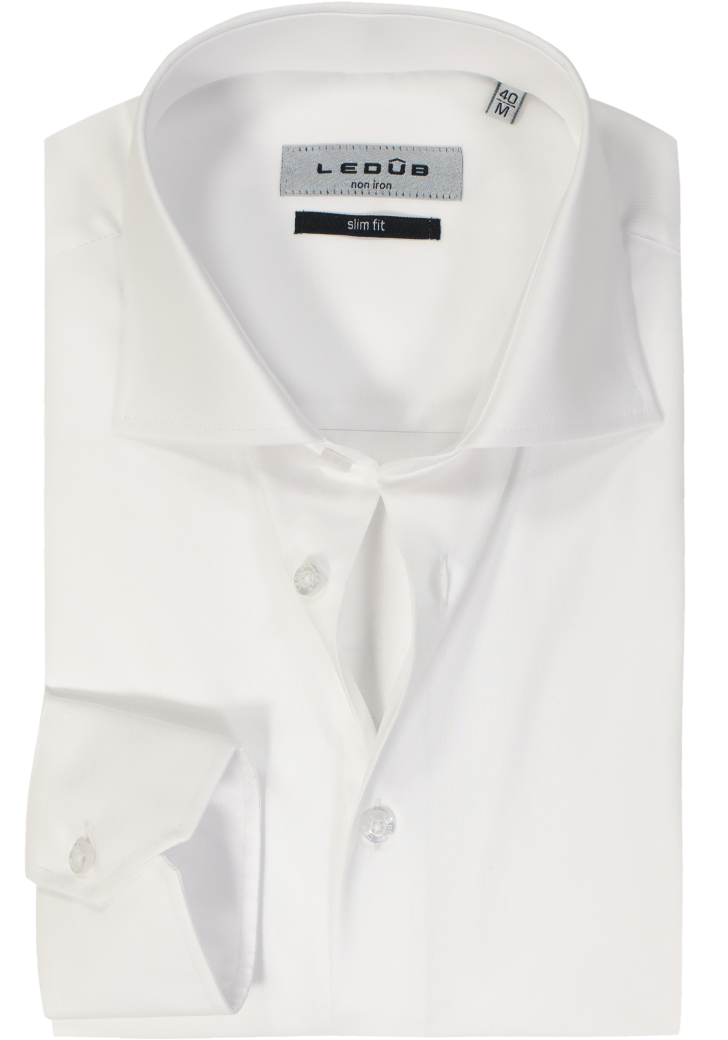 Ledub slim fit overhemd, wit twill 