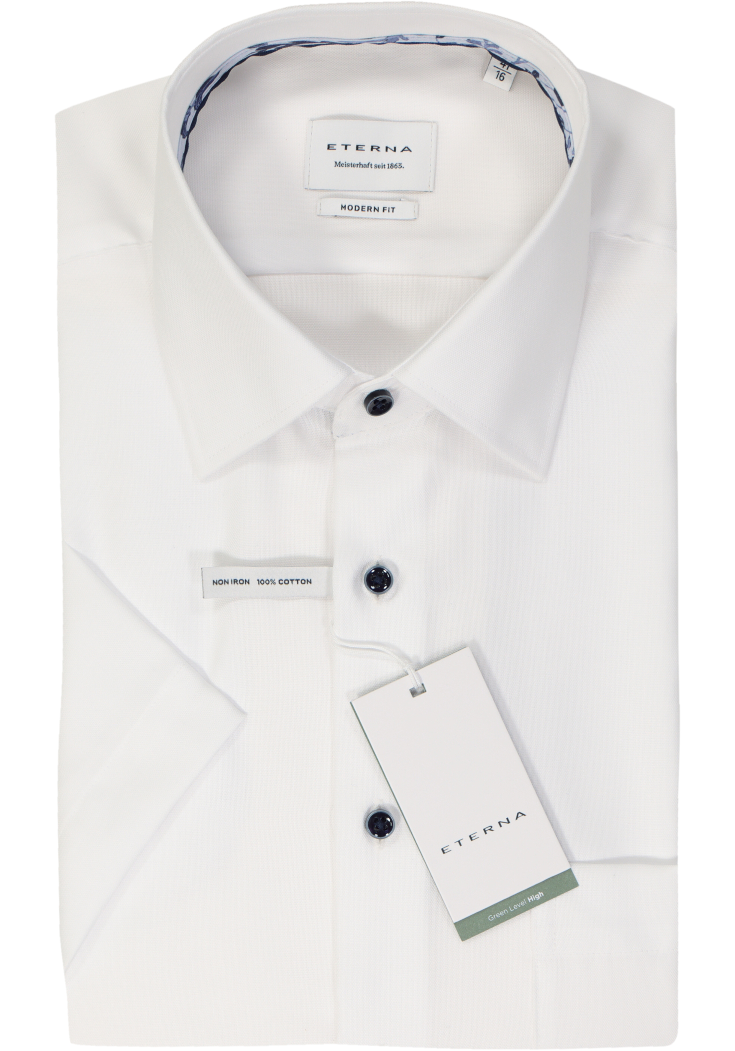 ETERNA modern fit overhemd korte mouw, Oxford, wit