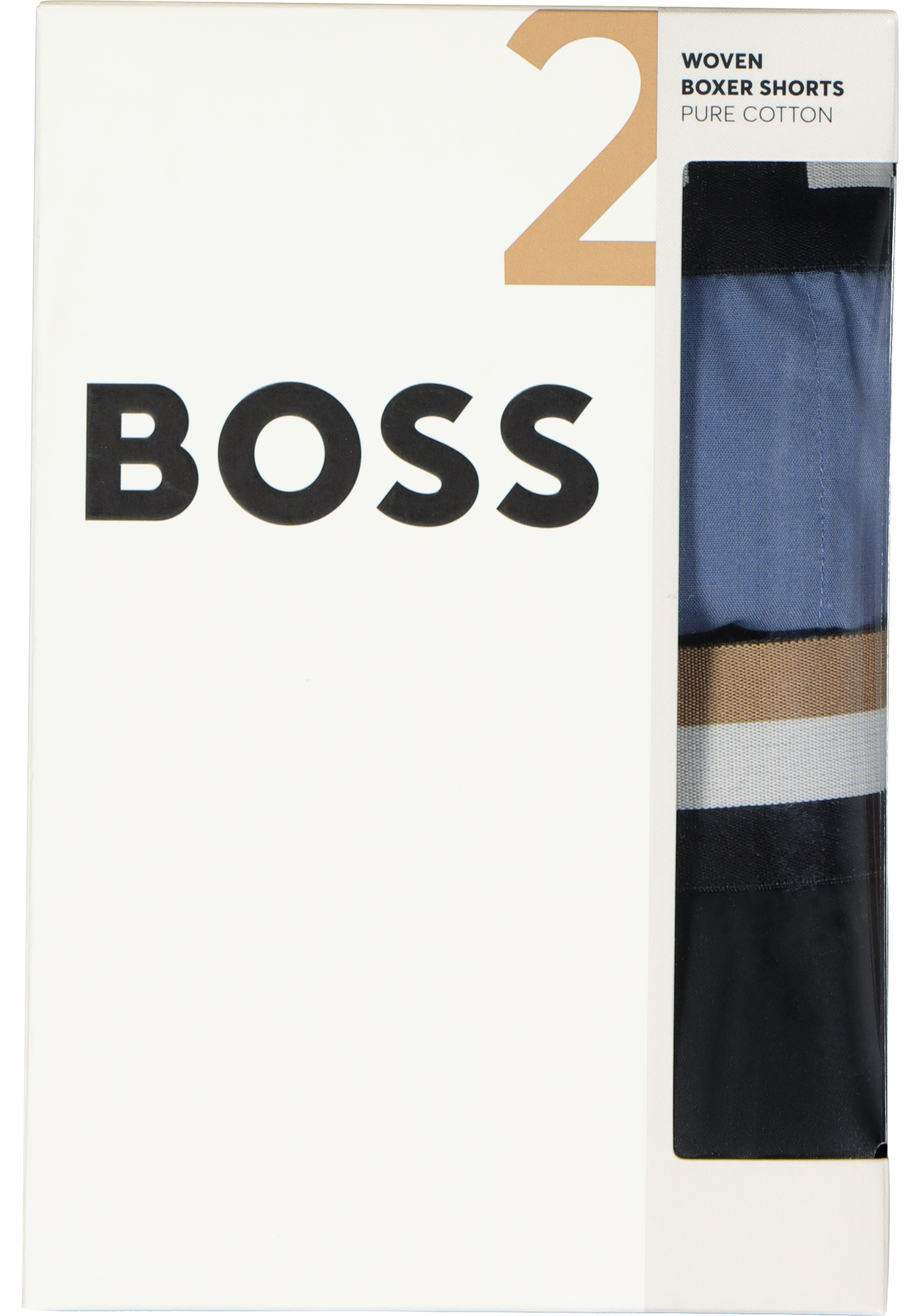HUGO BOSS boxershorts woven (2-pack), heren boxers wijd model, blauw