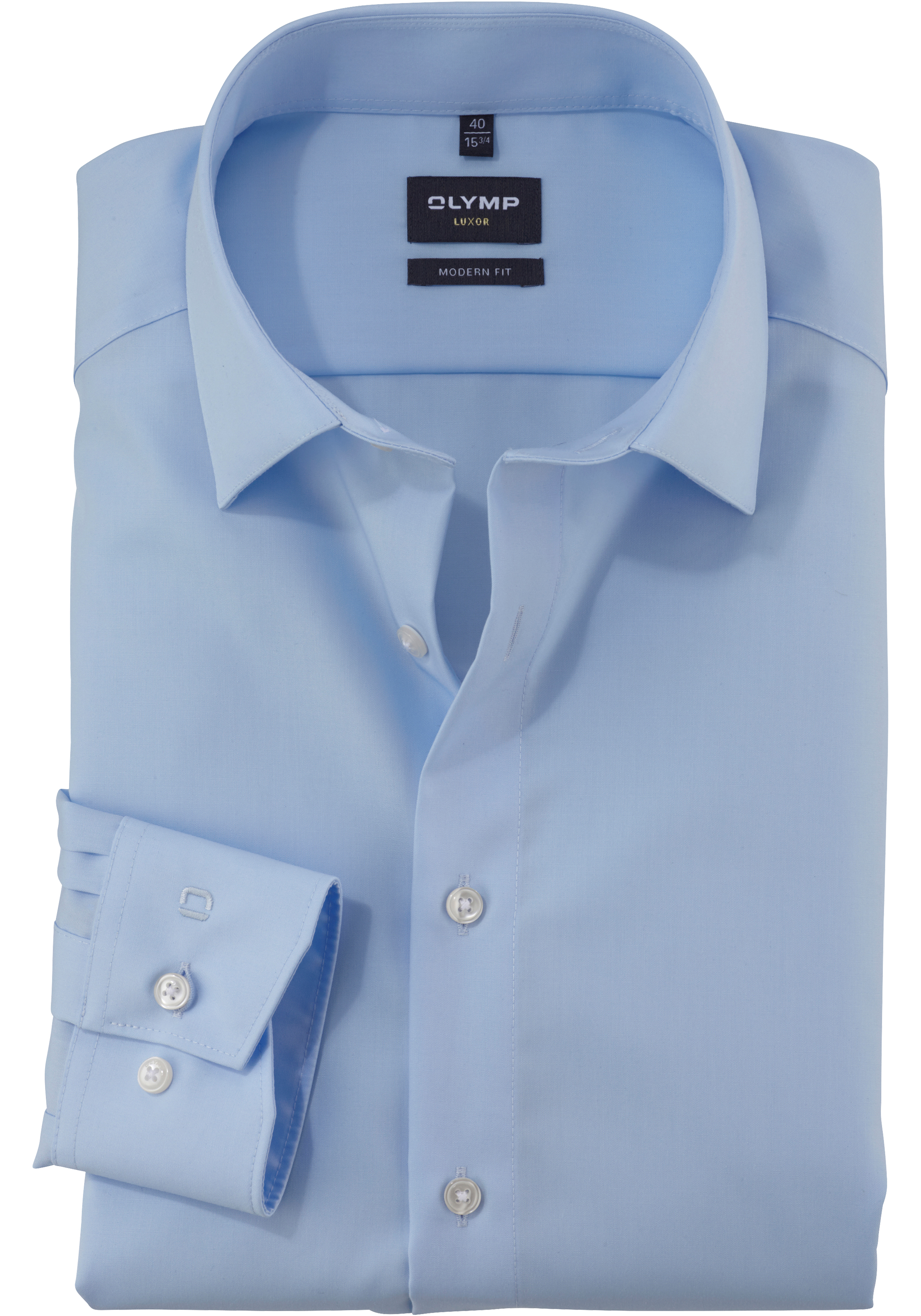 OLYMP Luxor modern fit overhemd, popeline, blauw