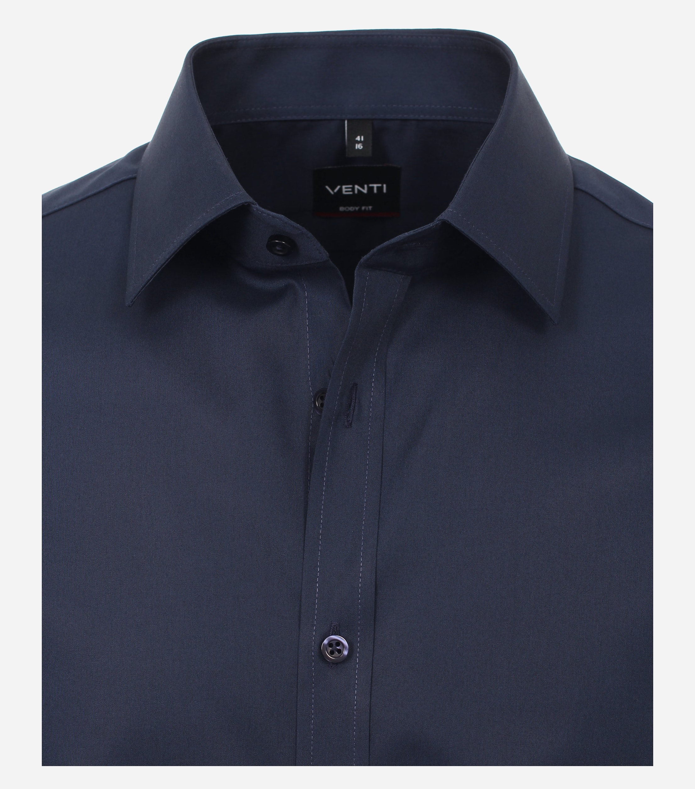VENTI body fit overhemd, korte mouw, popeline, blauw