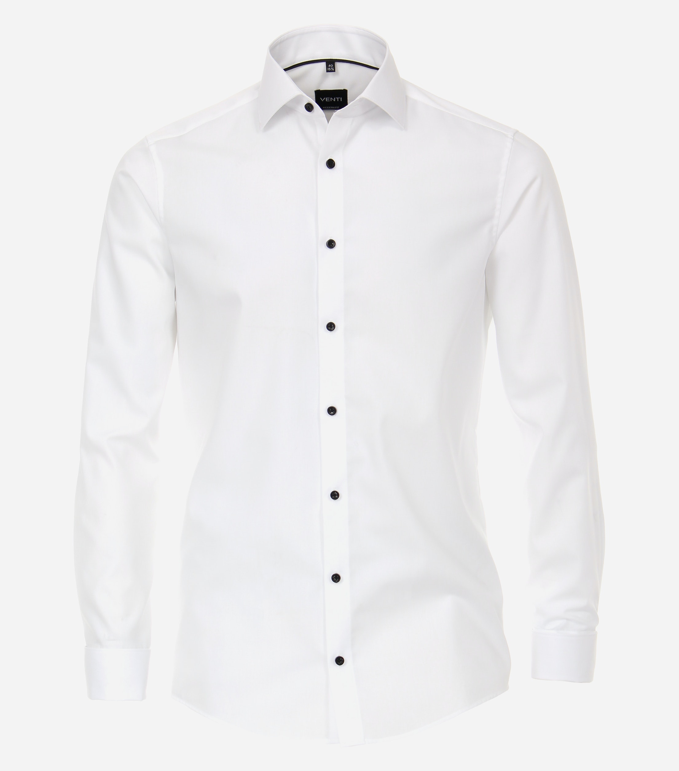 VENTI modern fit overhemd, popeline, wit met dubbele manchet