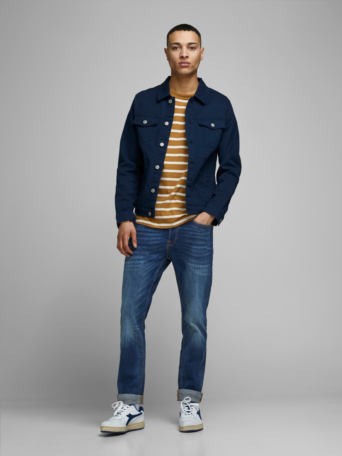 JACK & JONES Tim Original regular fit, heren jeans, denimblauw