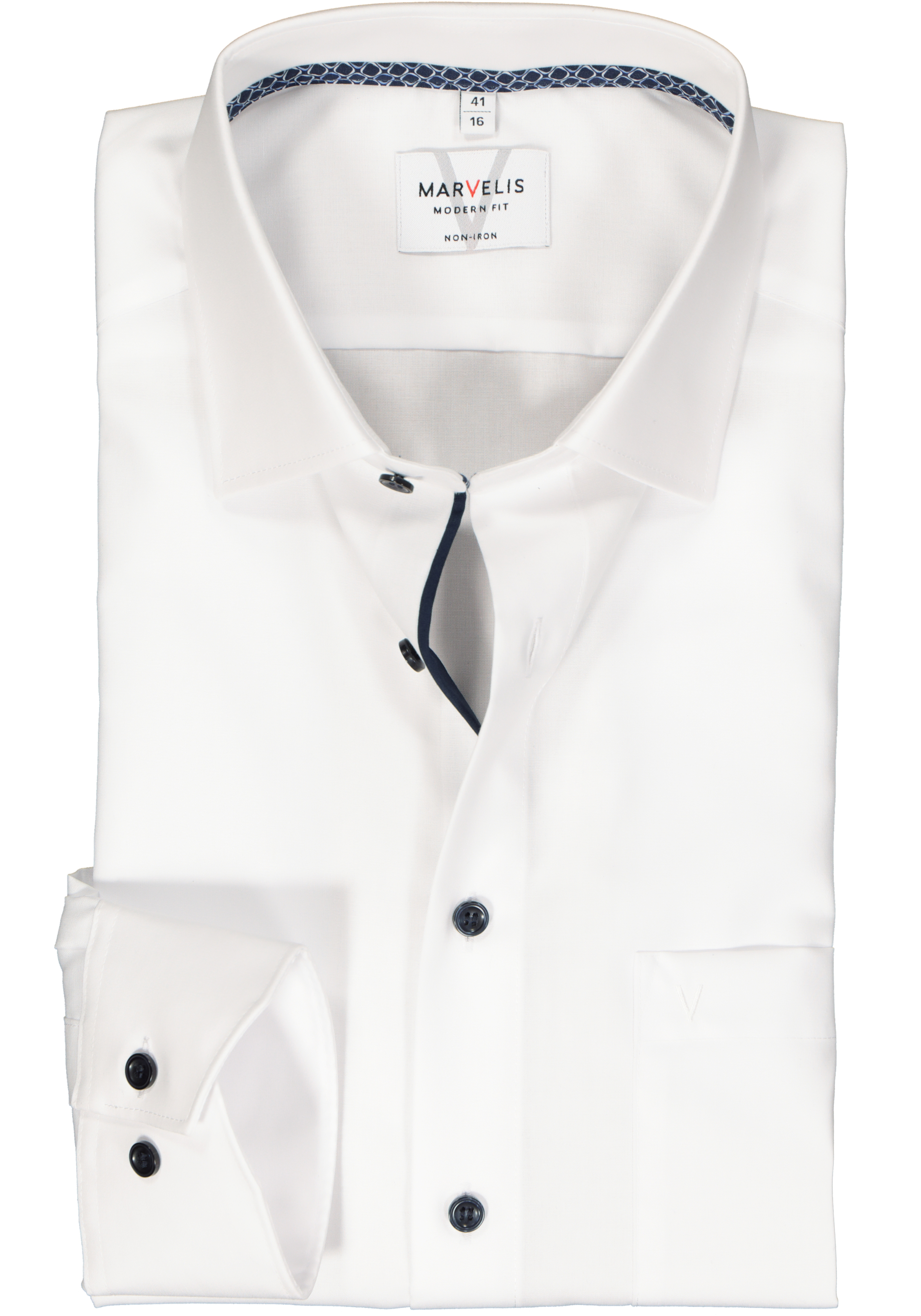 MARVELIS modern fit overhemd, structuur, wit