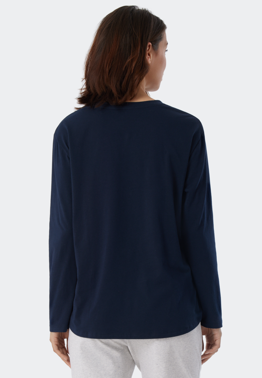SCHIESSER Mix+Relax T-shirt, dames shirt lange mouwen donkerblauw