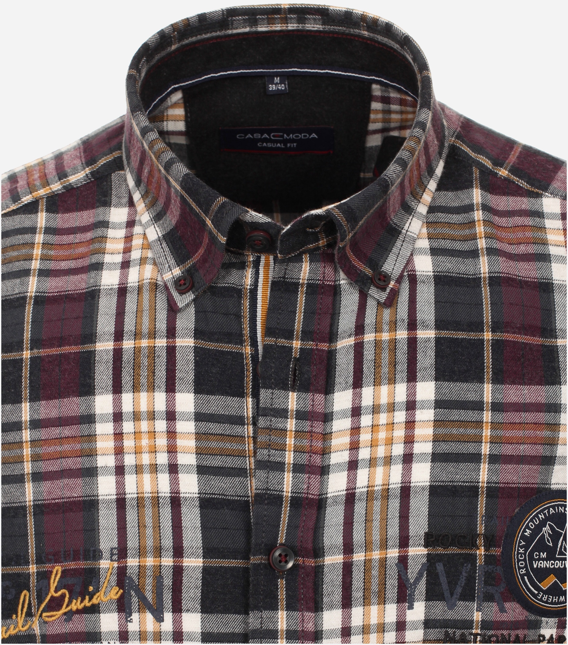 CASA MODA Sport casual fit overhemd, flanel, antraciet geruit