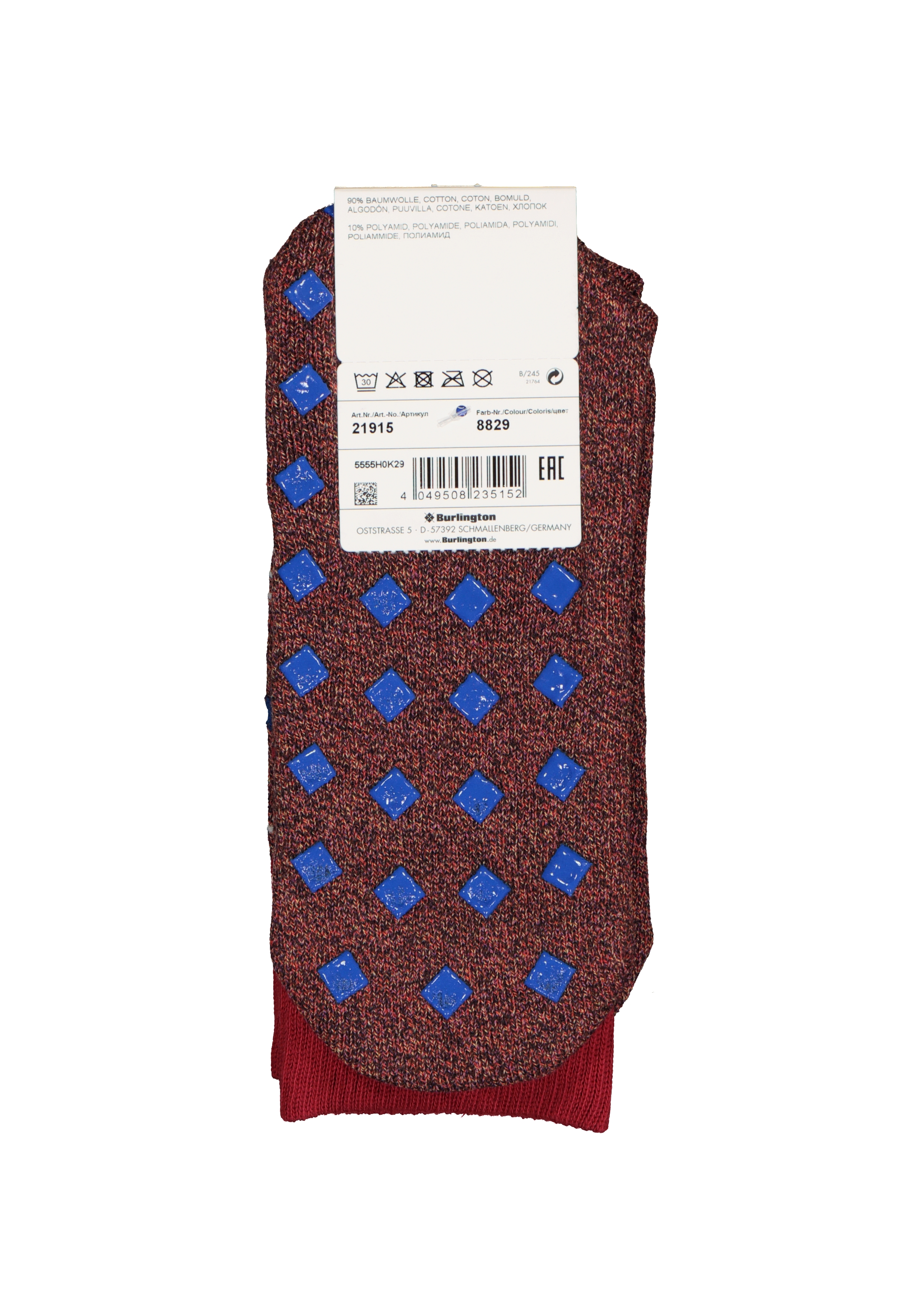 Burlington Argyle Heren Huissokken, rood geruit