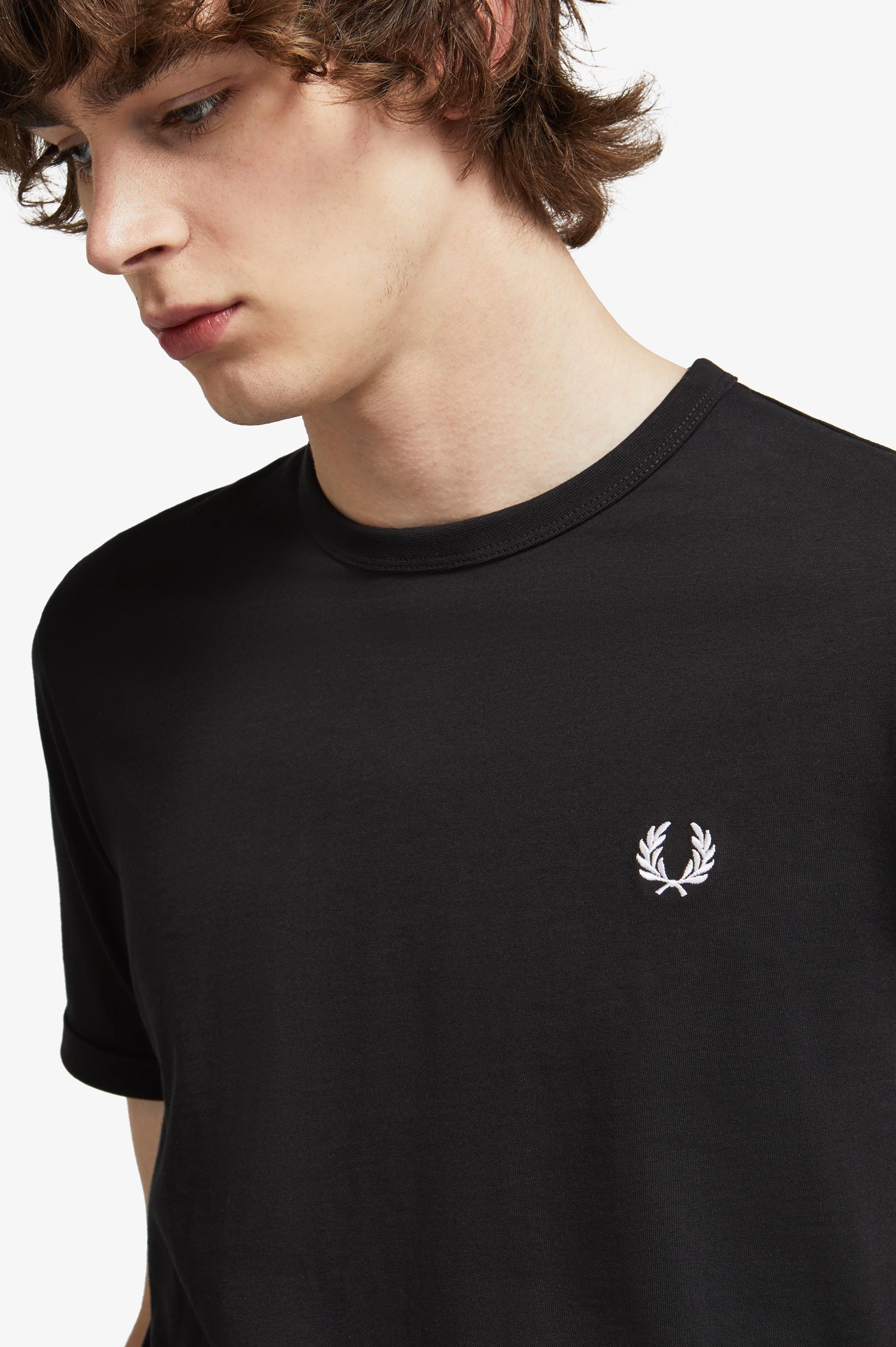 Fred Perry Ringer regular fit T-shirt M3519, korte mouw O-hals, zwart