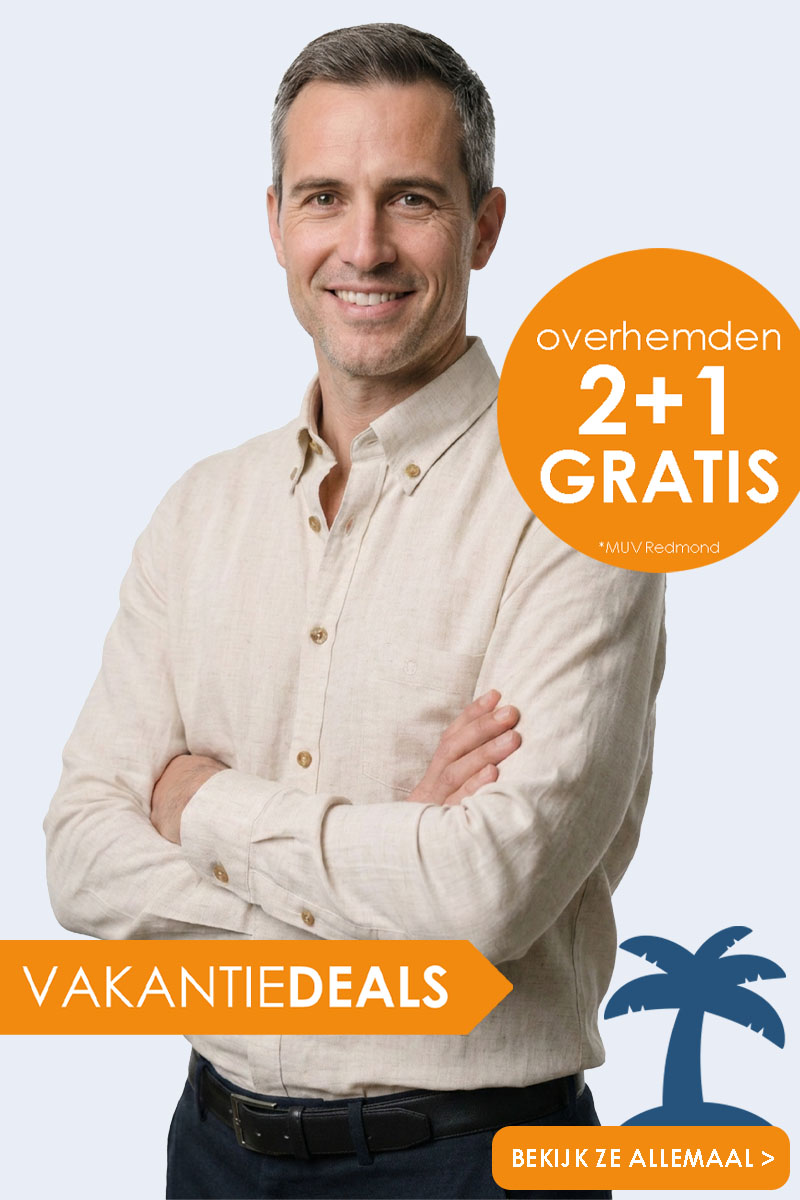 Vakantiedeals bij HemdVoorHem! Overhemden 2 plus 1 gratis, bekijk ze allemaal!