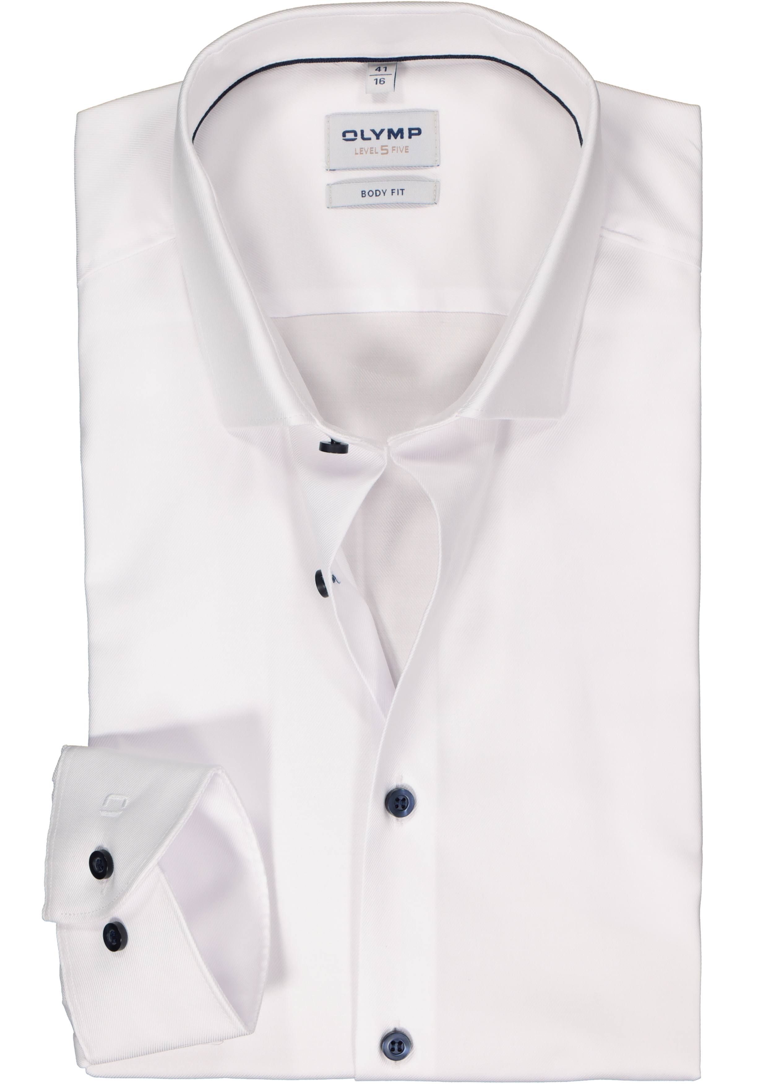 OLYMP Level 5 body fit overhemd, twill, wit