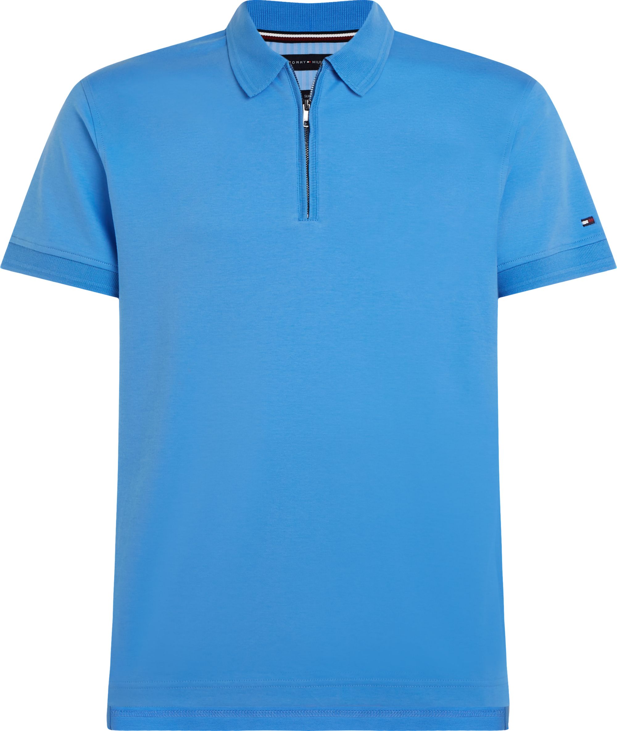Tommy Hilfiger Dc Interlock Zip Slim Polo, heren poloshirt, middenblauw