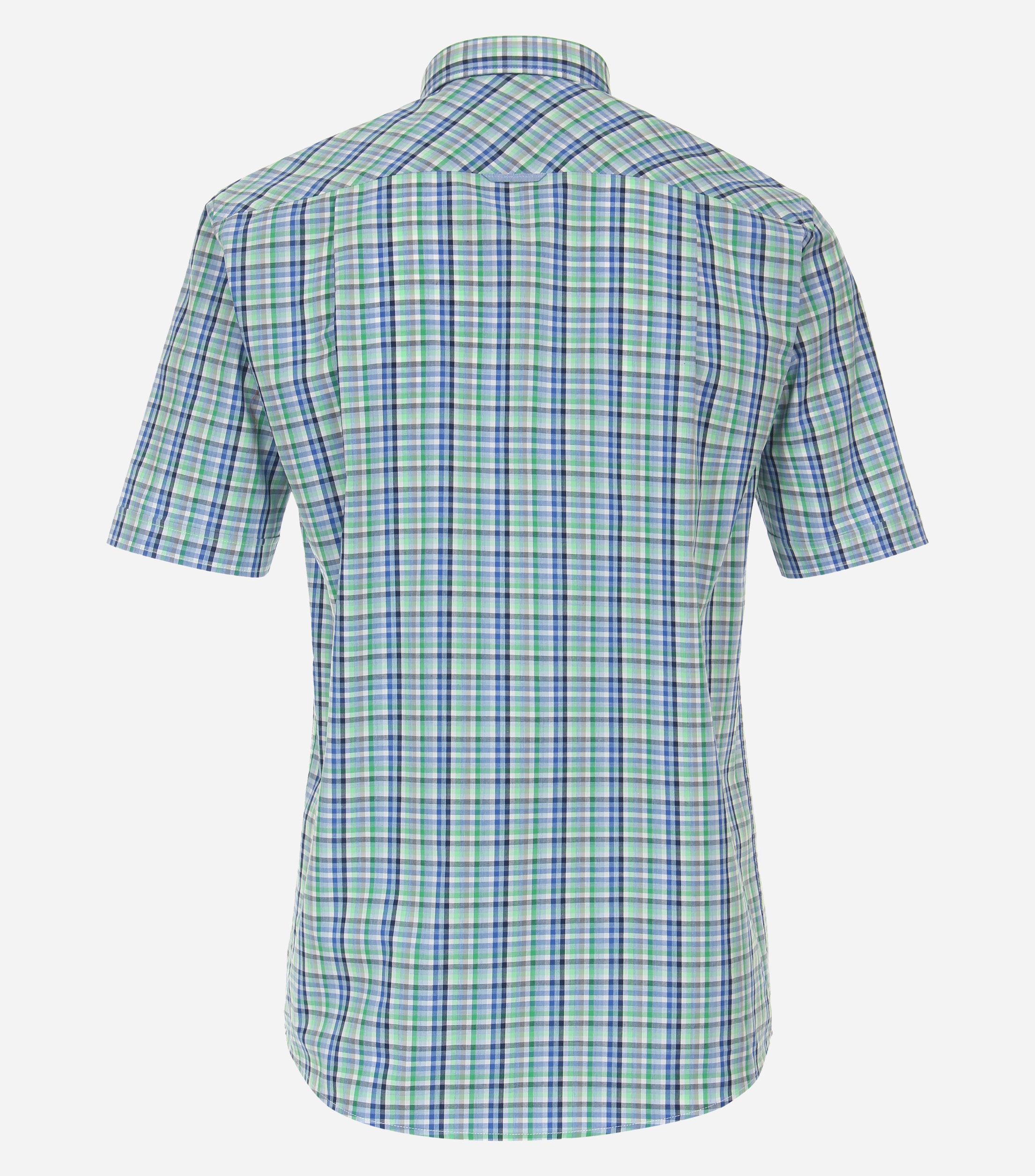 Redmond modern fit overhemd, korte mouw, popeline, groen geruit