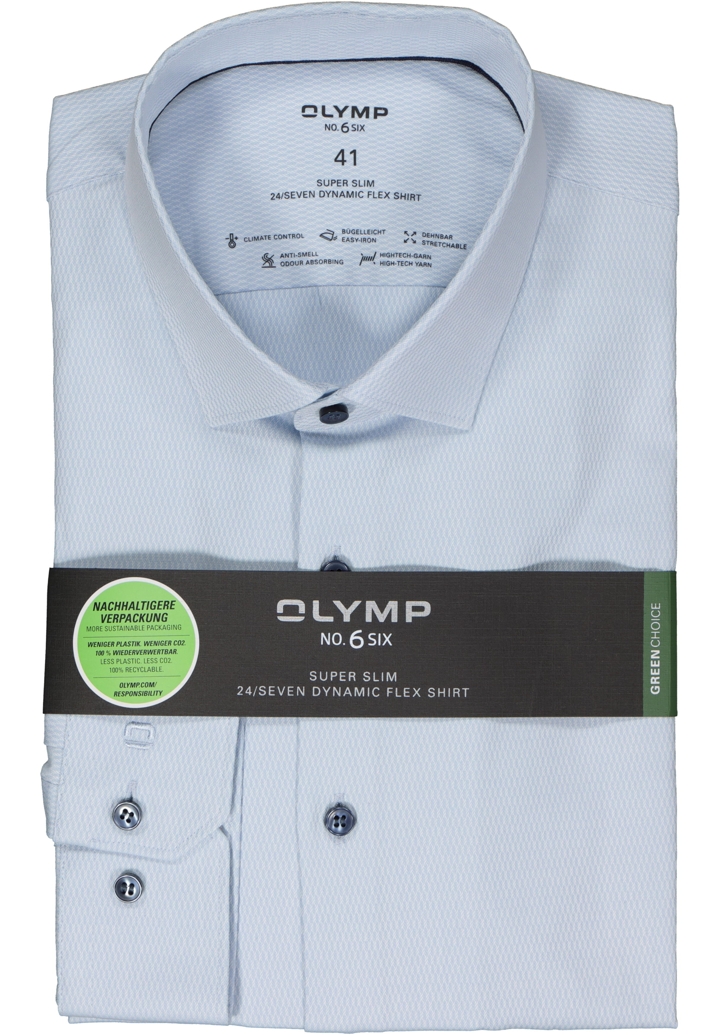 OLYMP 24/7 No. 6 Six super slim fit overhemd, structuur, lichtblauw