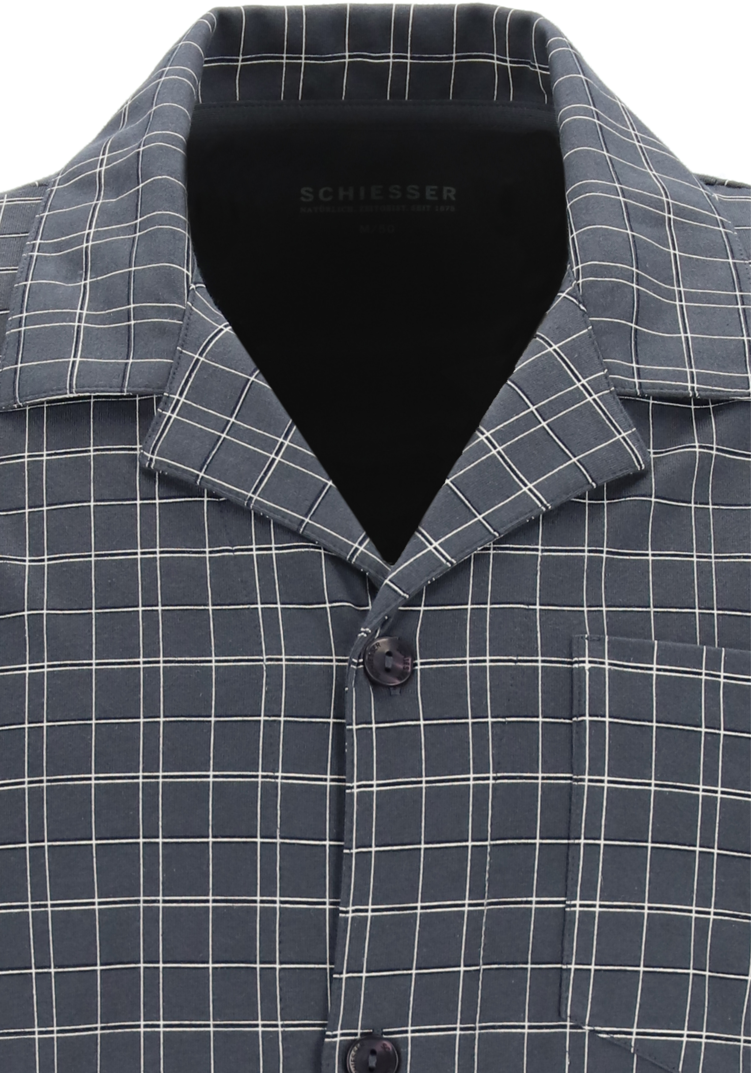 SCHIESSER heren pyjama, met knoopjes, grijs geruit