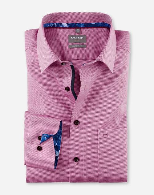 OLYMP Luxor comfort fit overhemd, structuur, fuchsia dessin