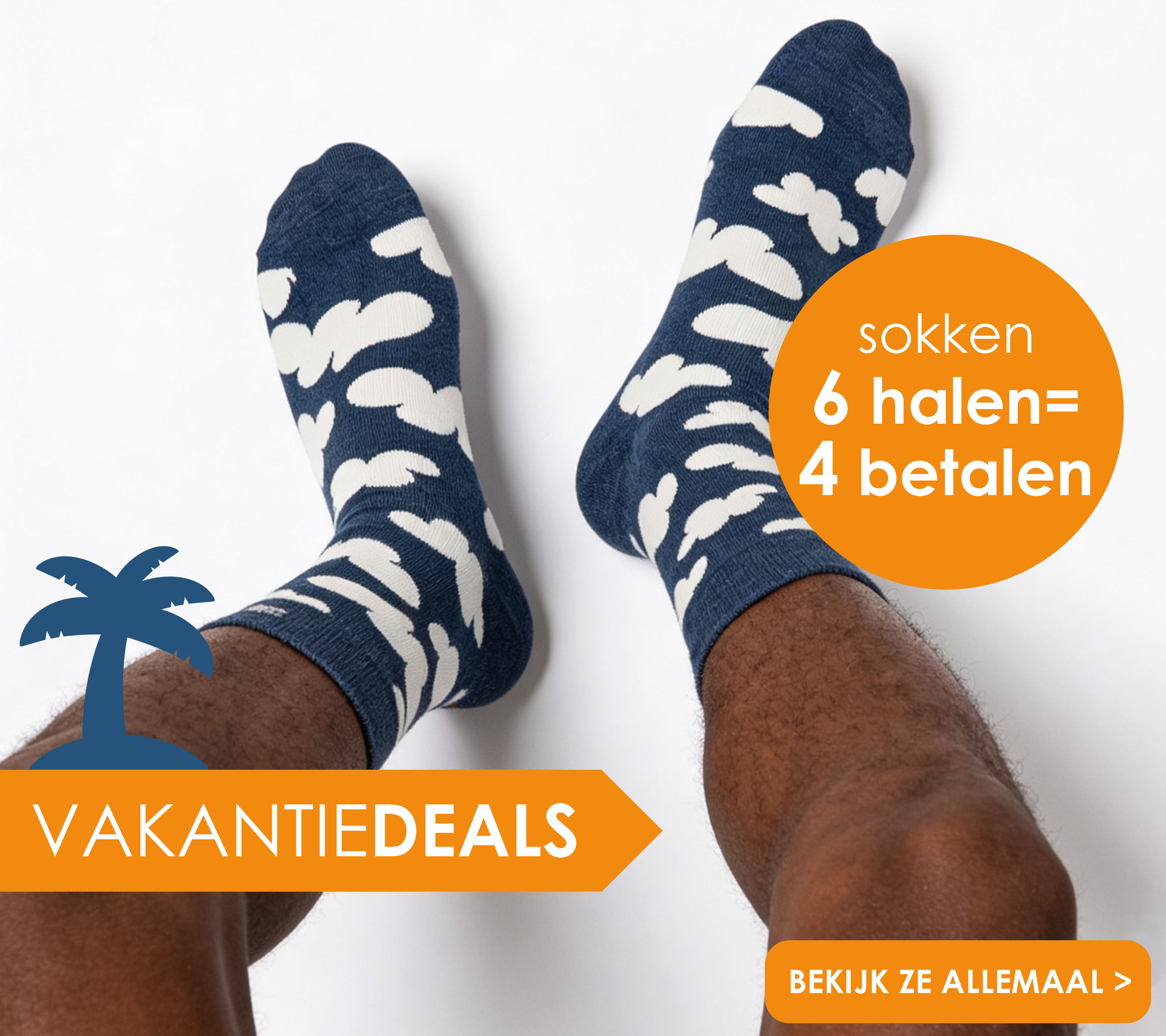 Vakantiedeals bij HemdVoorHem! Sokken 6 halen is 4 betalen, bekijk ze allemaal!