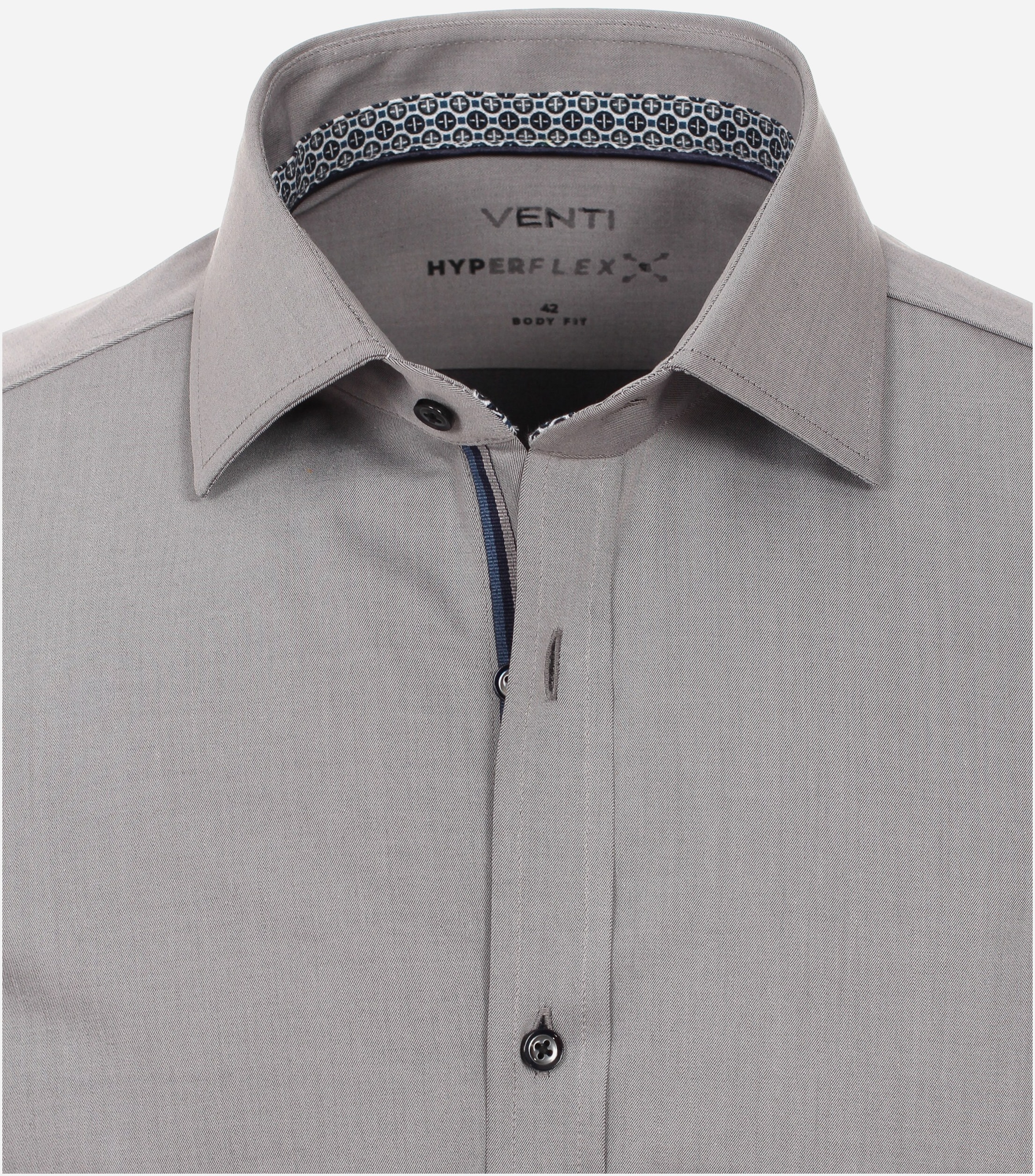 VENTI body fit overhemd, twill, grijs