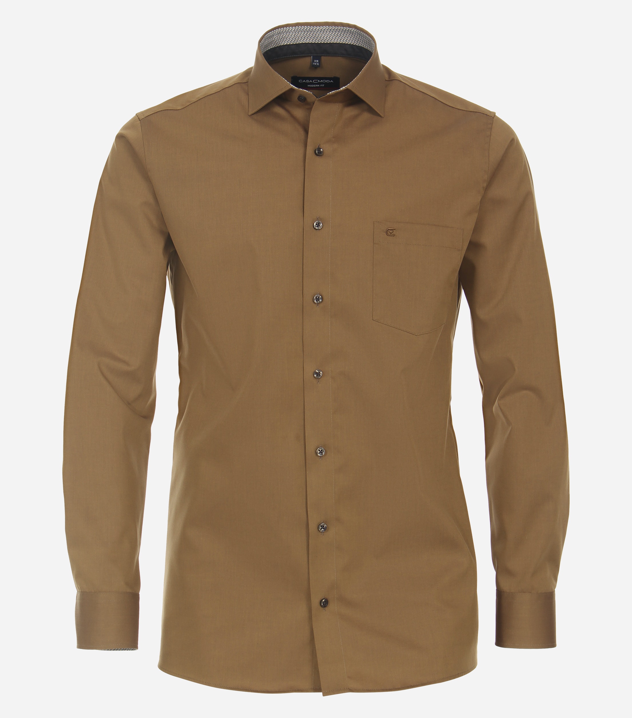 CASA MODA modern fit overhemd, popeline, bruin