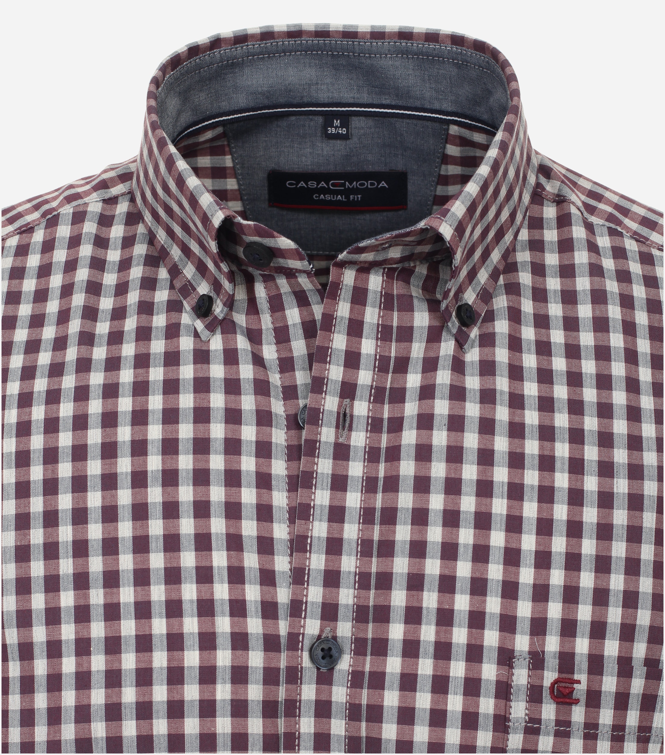 CASA MODA Sport casual fit overhemd, structuur, rood geruit