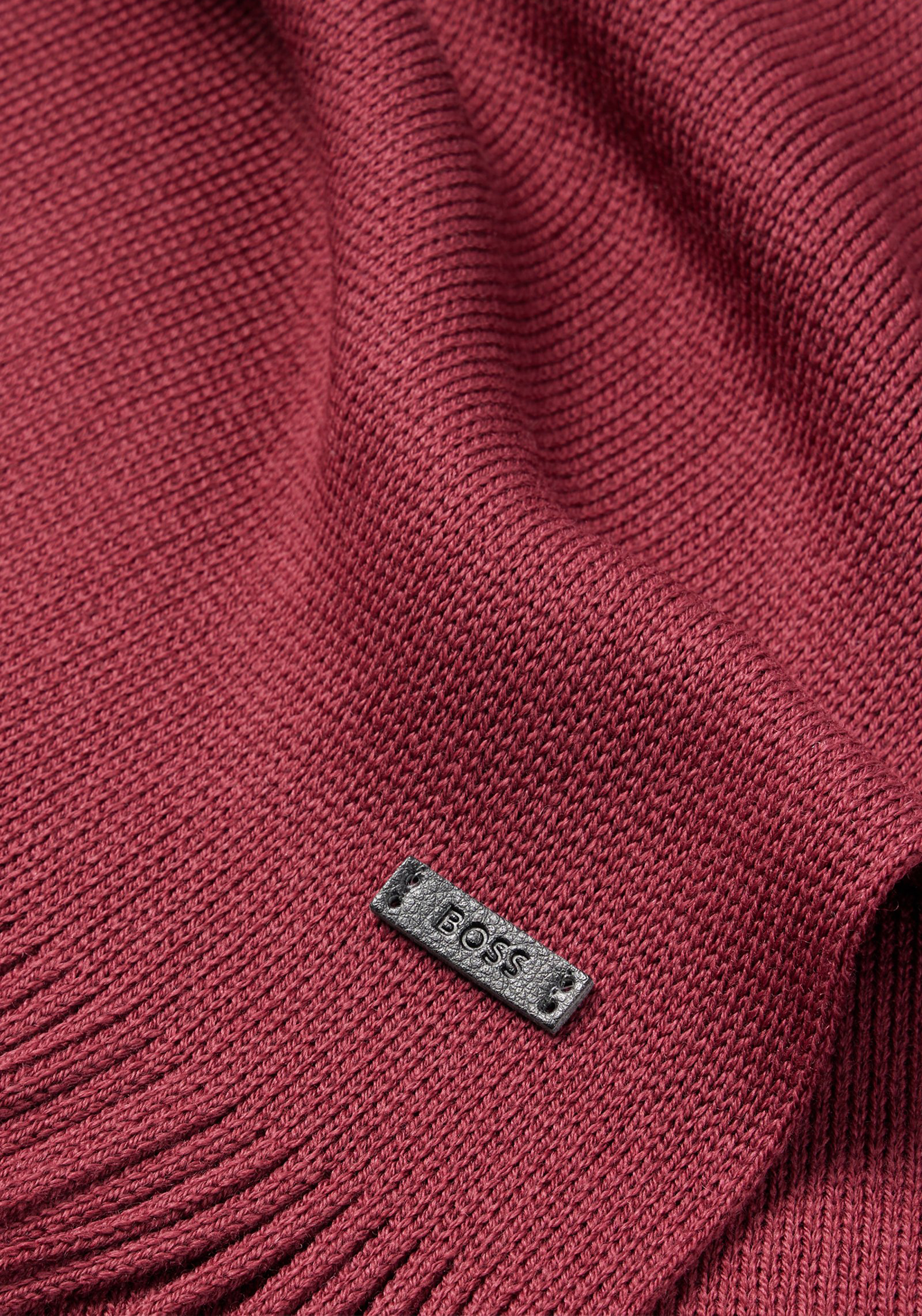 HUGO BOSS sjaal wol, heren sjaal gebreid, rood