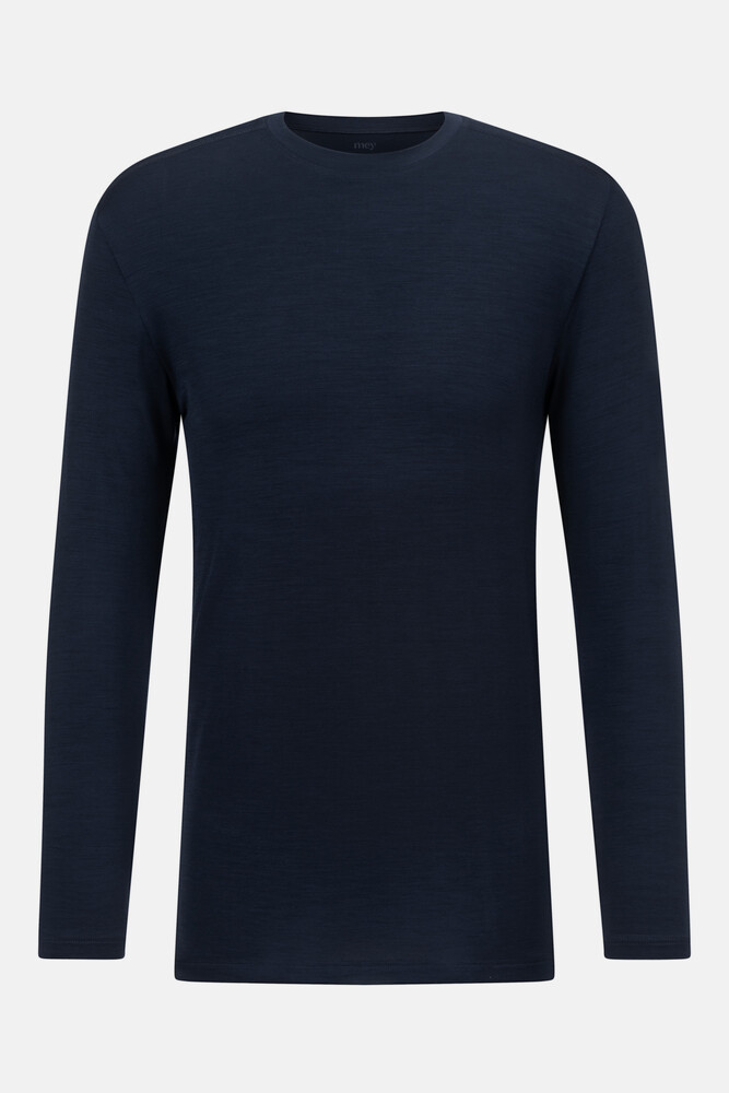 Mey heren T-shirt long sleeve Prfrmnc+, thermo T-shirt lange mouw met O-hals donkerblauw