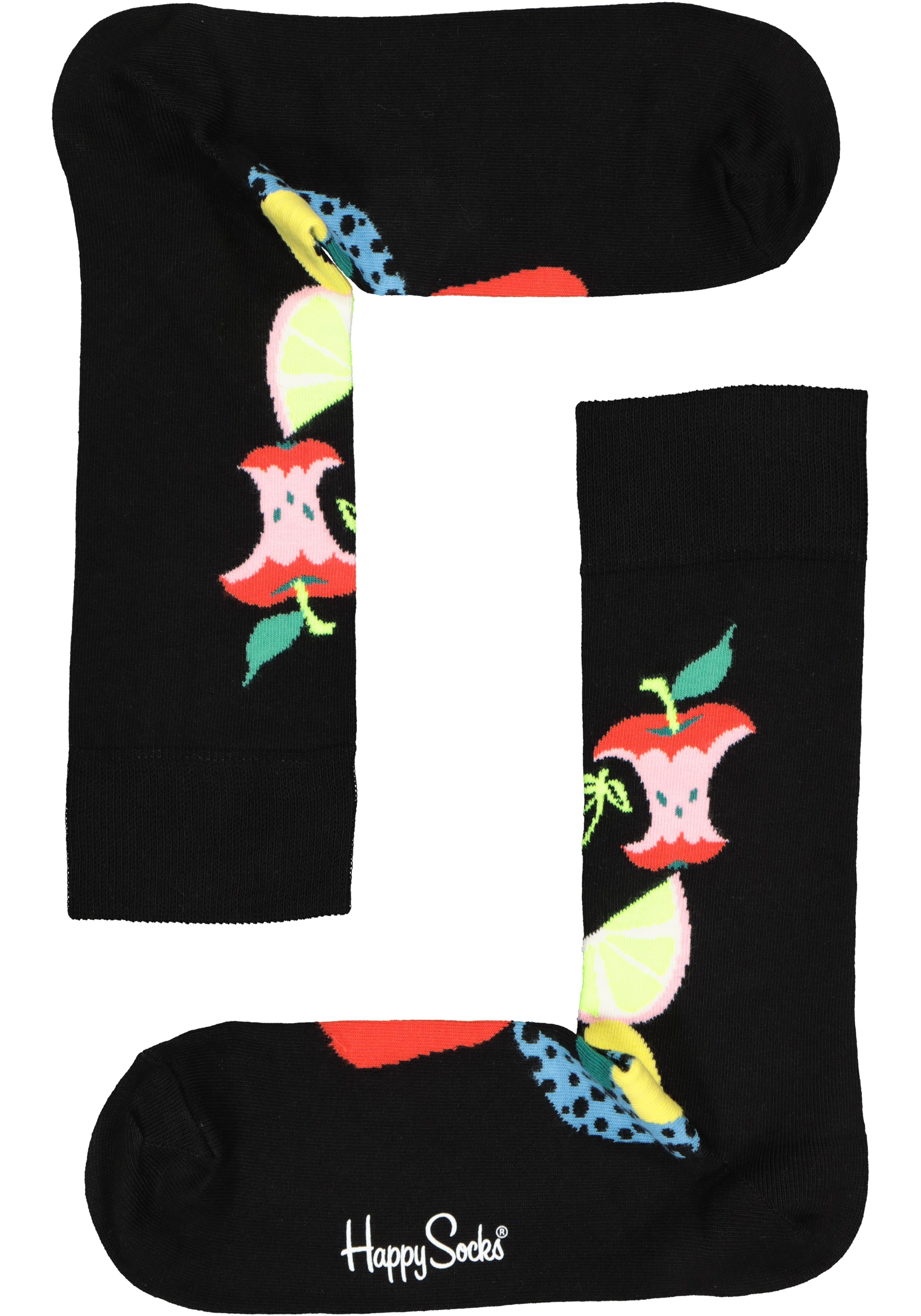 Happy Socks Fruit Stack Sock, unisex sokken, zwart met fruit