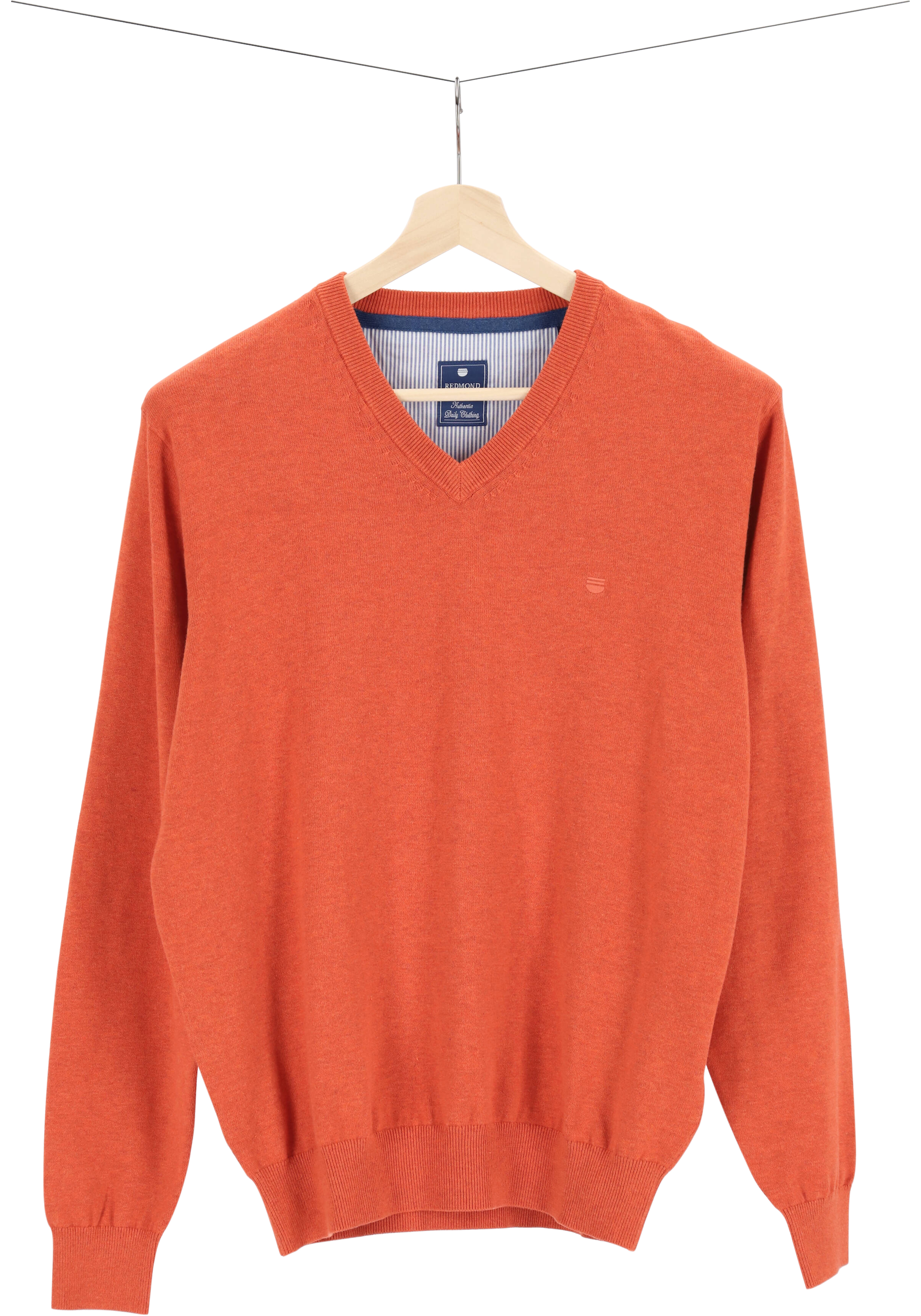 Redmond heren trui katoen, V-hals, oranje