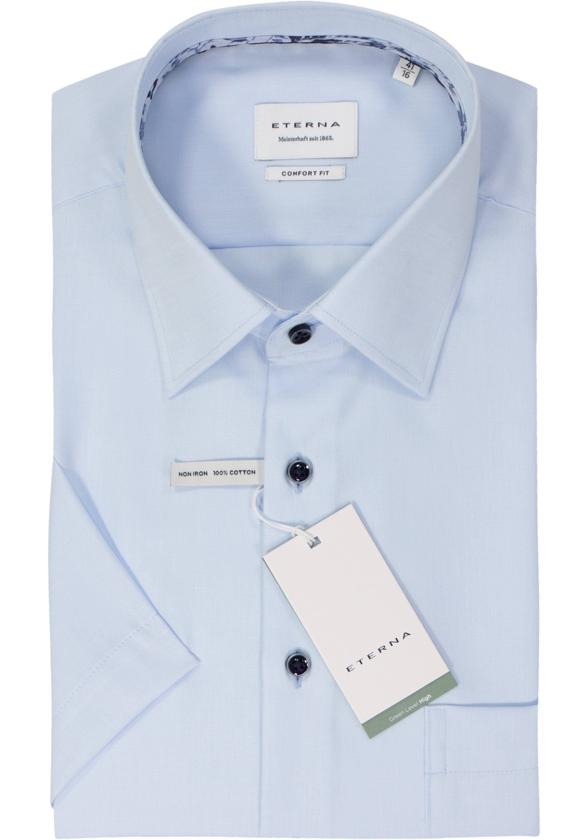 ETERNA comfort fit overhemd korte mouw, Oxford, lichtblauw