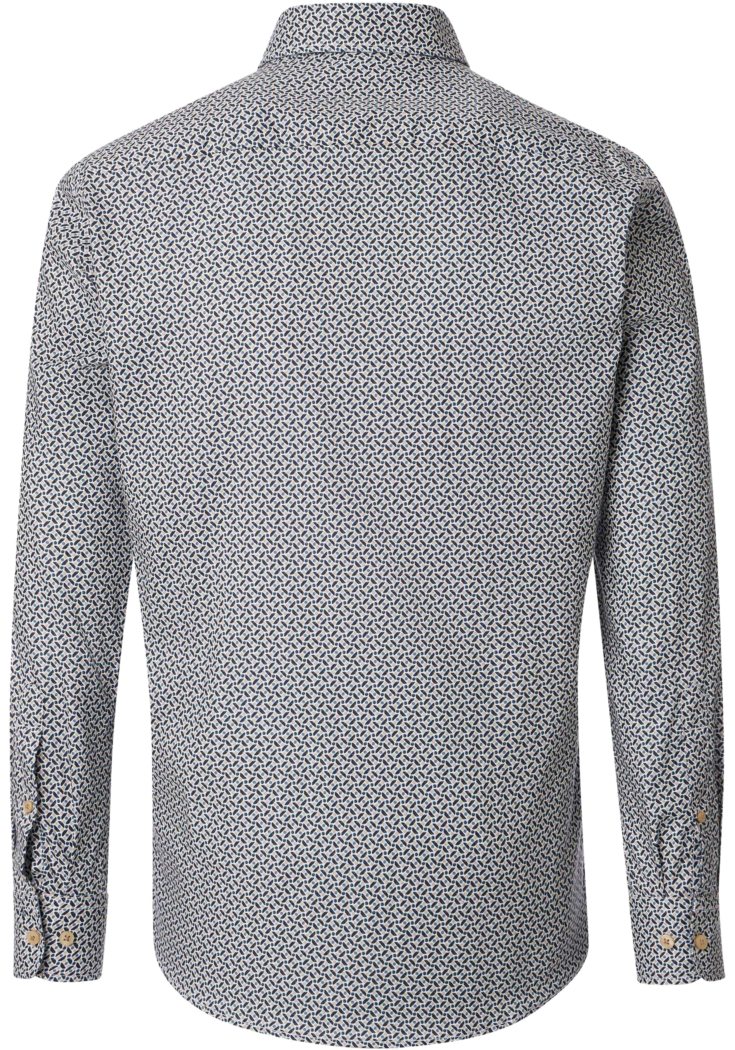 CASA MODA Sport comfort fit overhemd, twill, wit met blauw en beige dessin