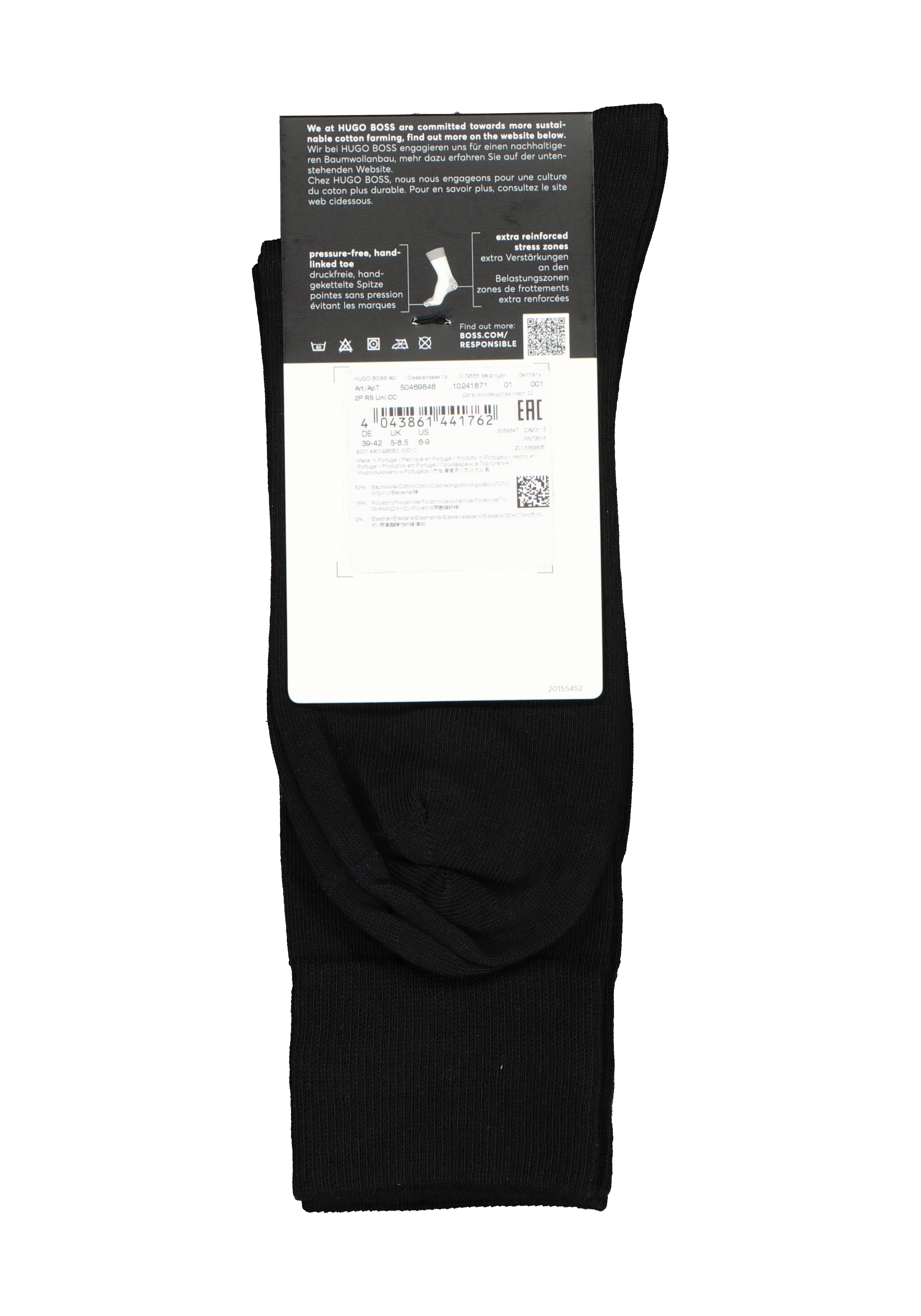 BOSS Cotton Uni (2-pack), herensokken katoen, zwart