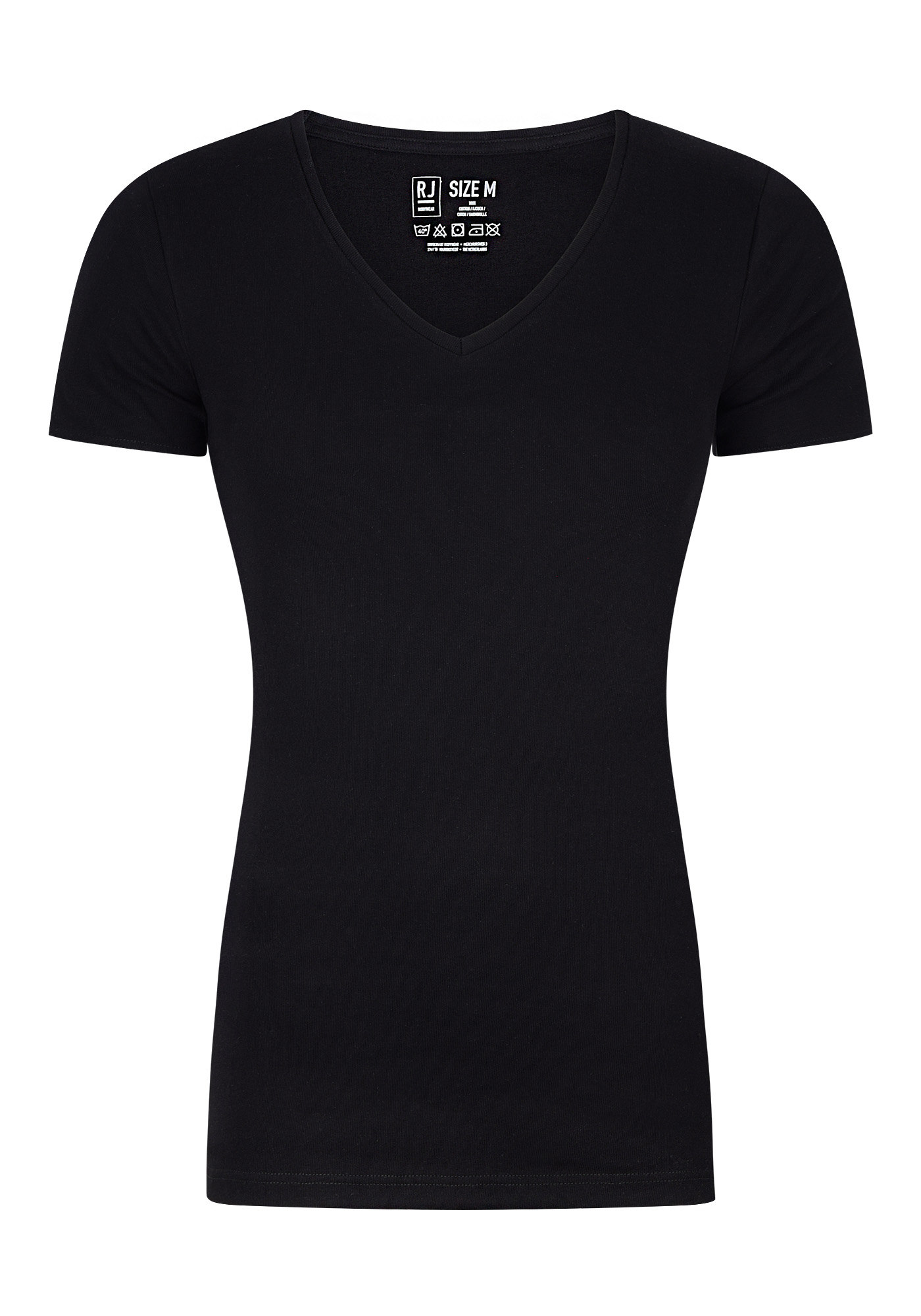 RJ Bodywear Everyday Alkmaar T-shirts (2-pack), heren rib T-shirts diepe V-hals, zwart
