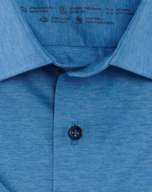 OLYMP Luxor 24/7 modern fit overhemd, korte mouw, Dynamic Flex, blauw