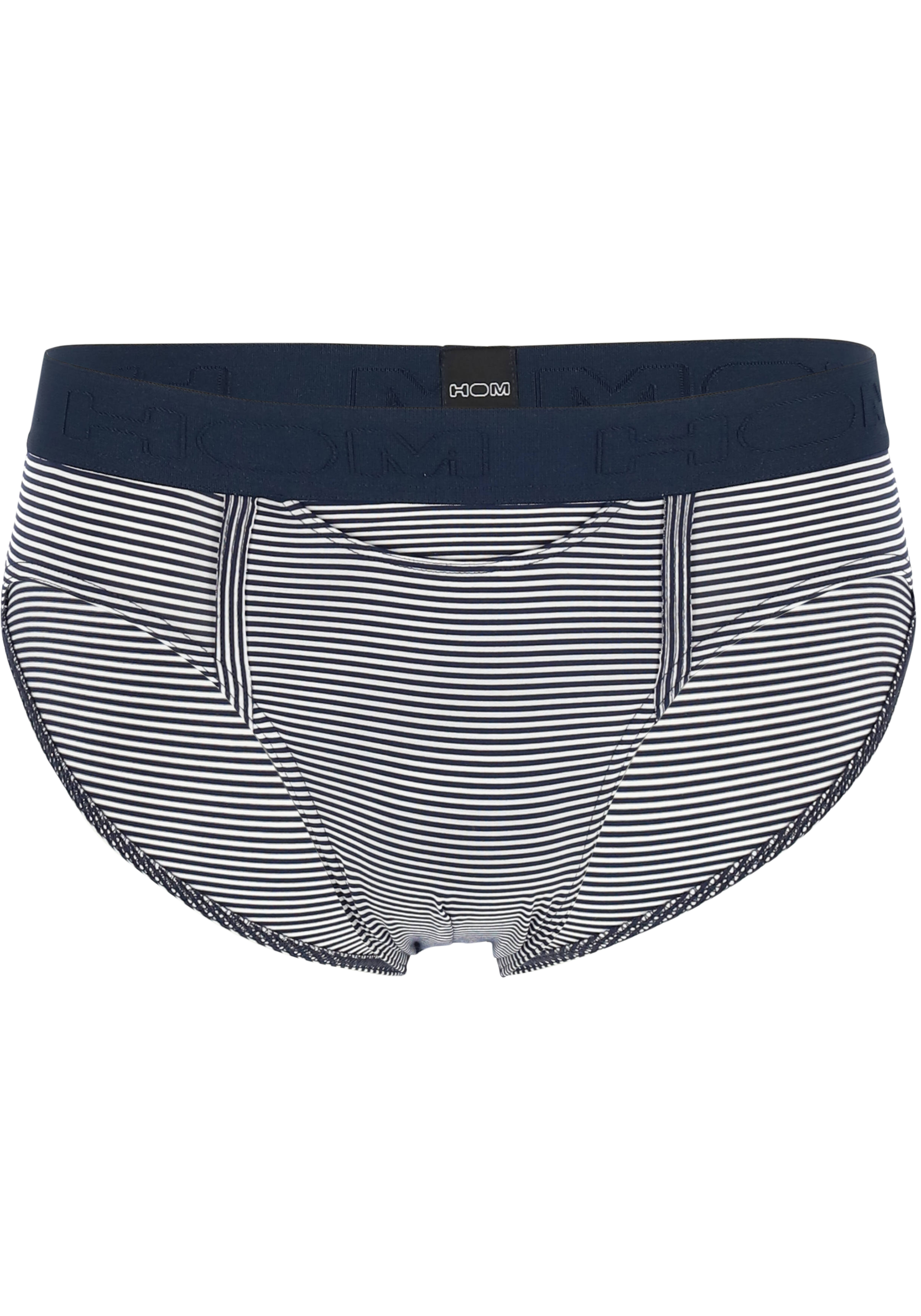 HOM Simon mini briefs HO1 (1-pack), herenslip met horizontale gulp, donkerblauw gestreept
