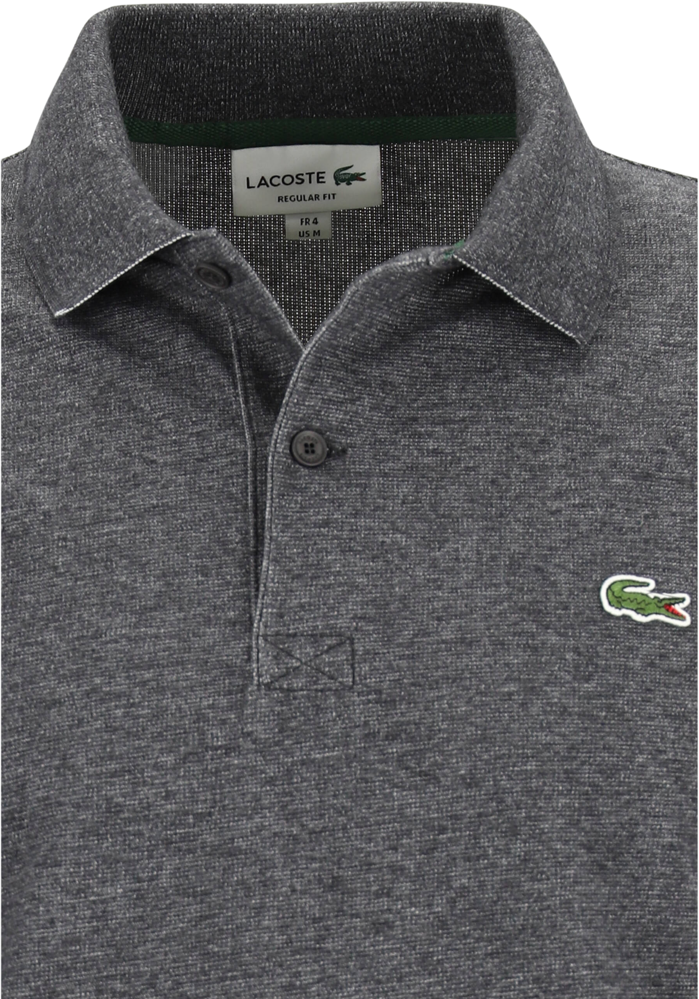 Lacoste Sport Polo Regular Fit stretch, heren poloshirt lange mouwen, antraciet grijs