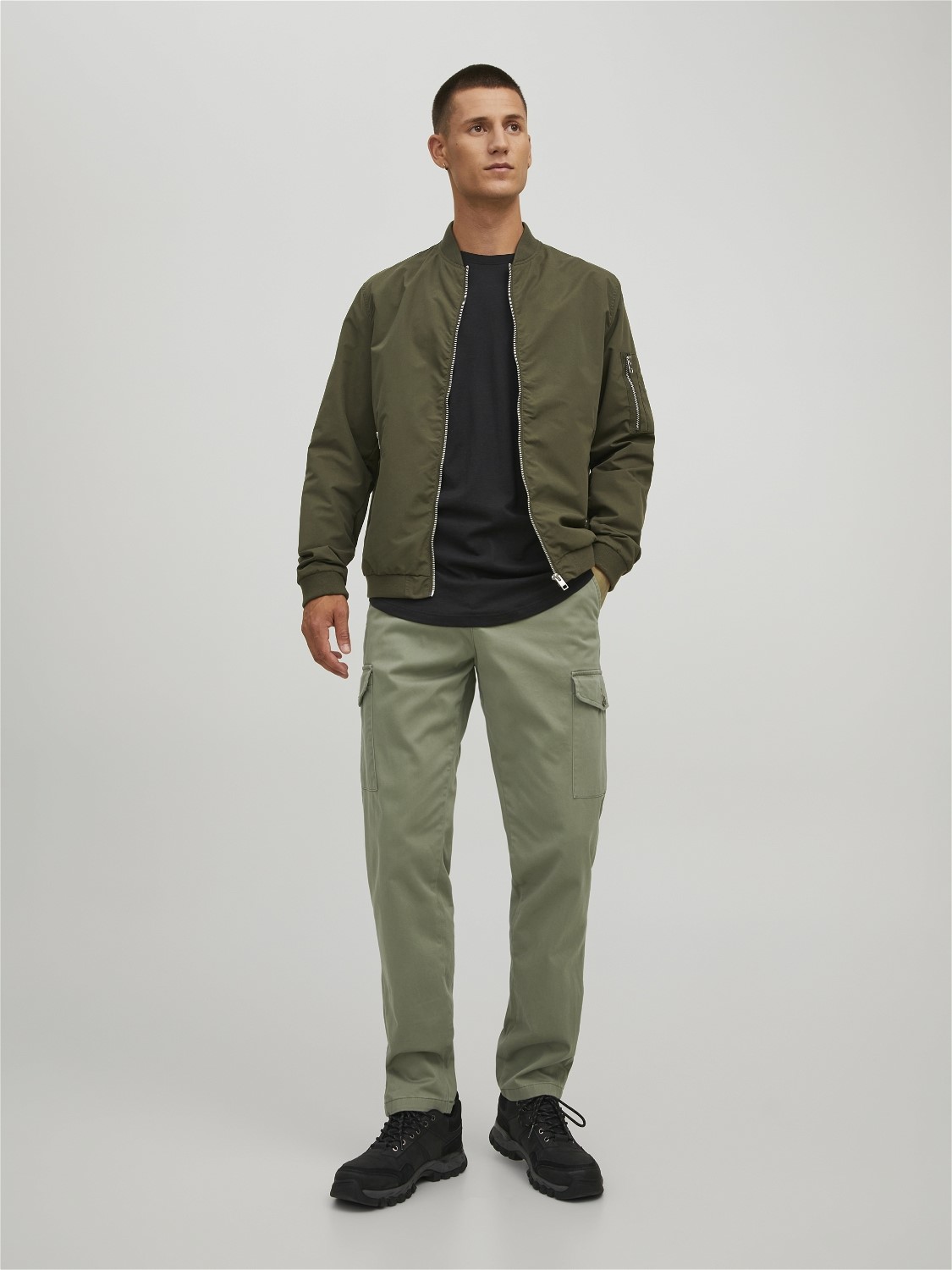 JACK & JONES Ollie Bowie Cargo loose fit, heren cargo broek, olijfgroen