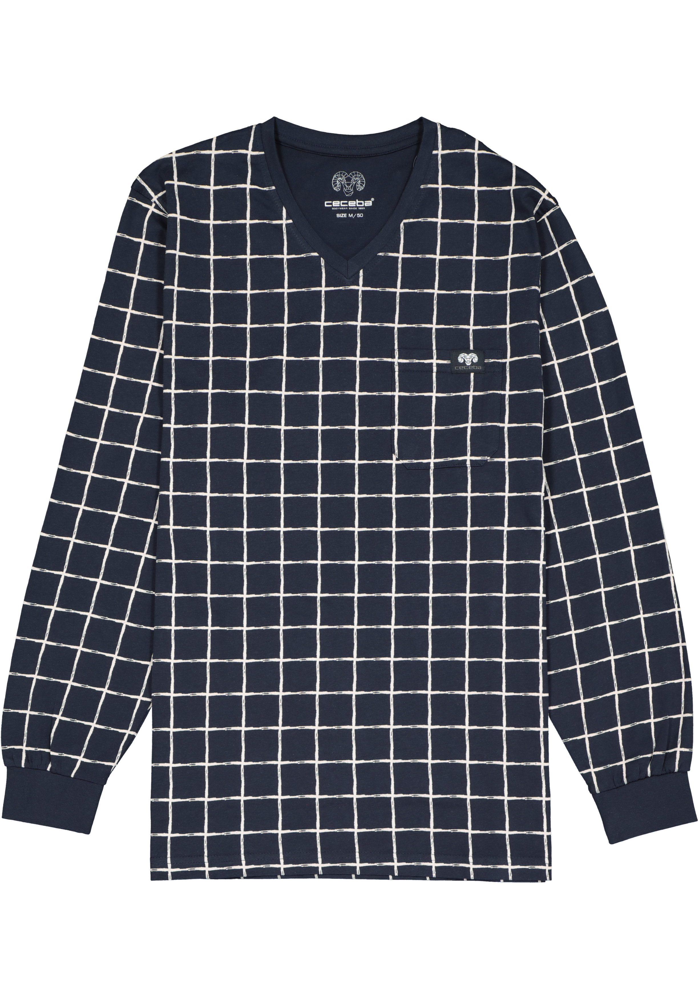 Ceceba heren pyjama, donkerblauw met wit geruit