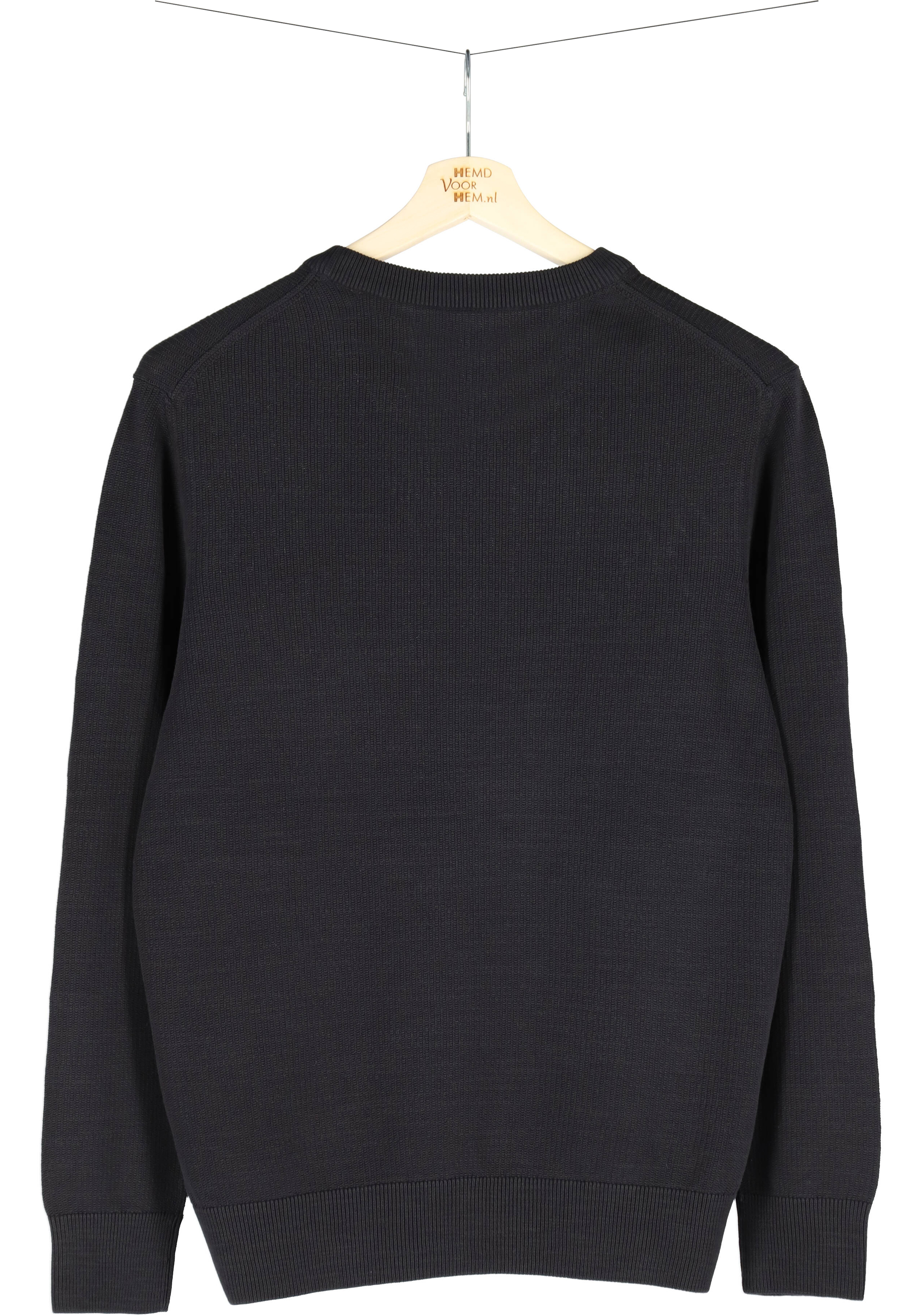 Marc O'Polo regular fit pullover, heren trui katoen met O-hals, zwart (middeldik)