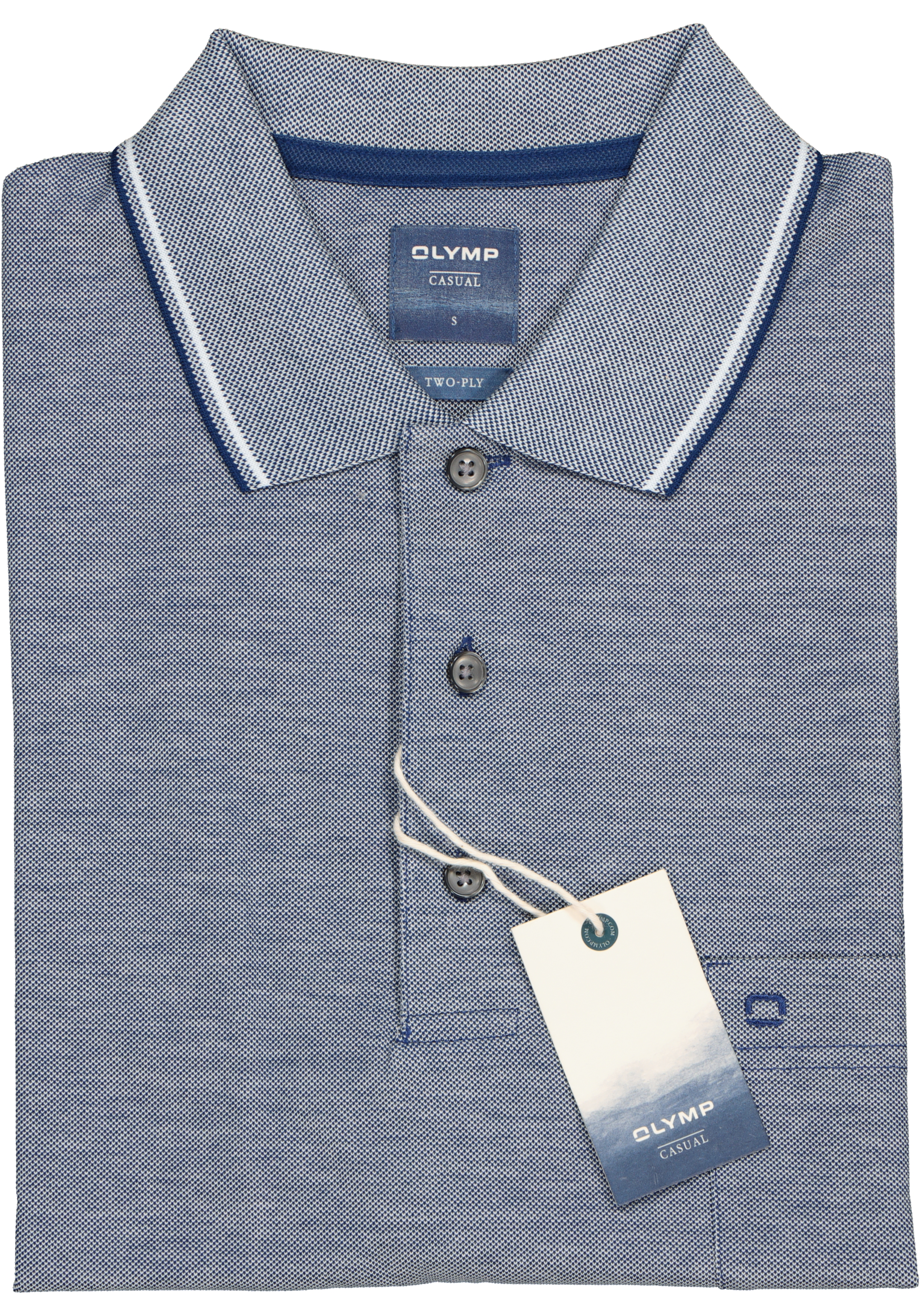OLYMP modern fit poloshirt, blauw melange