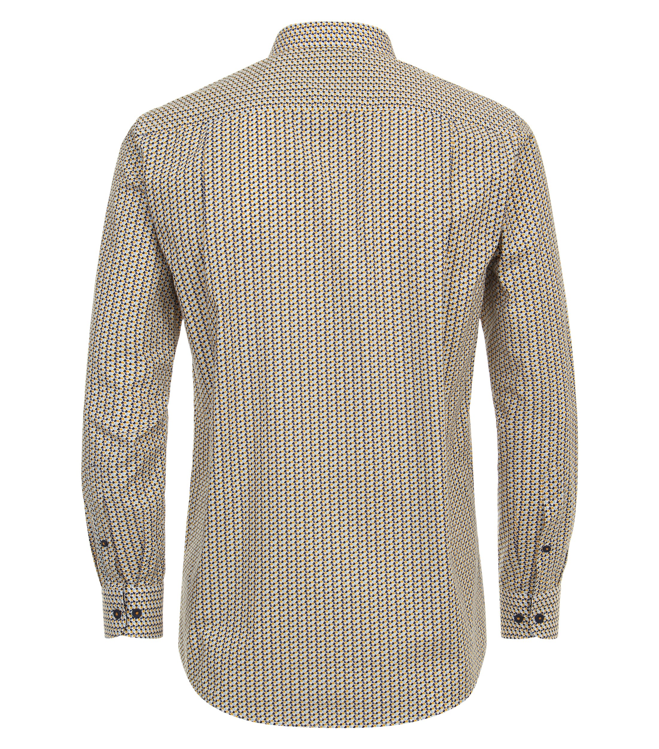 Redmond comfort fit overhemd, popeline, wit met geel en blauw dessin