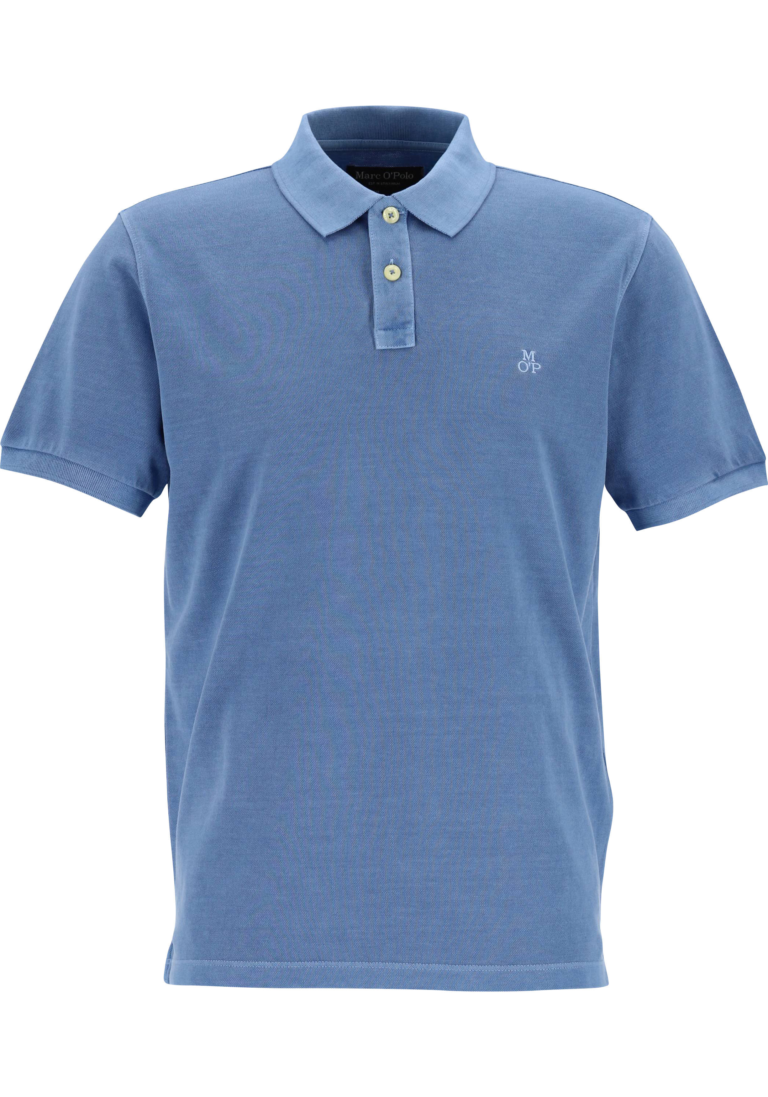 Marc O'Polo regular fit polo, heren poloshirt korte mouw, middenblauw