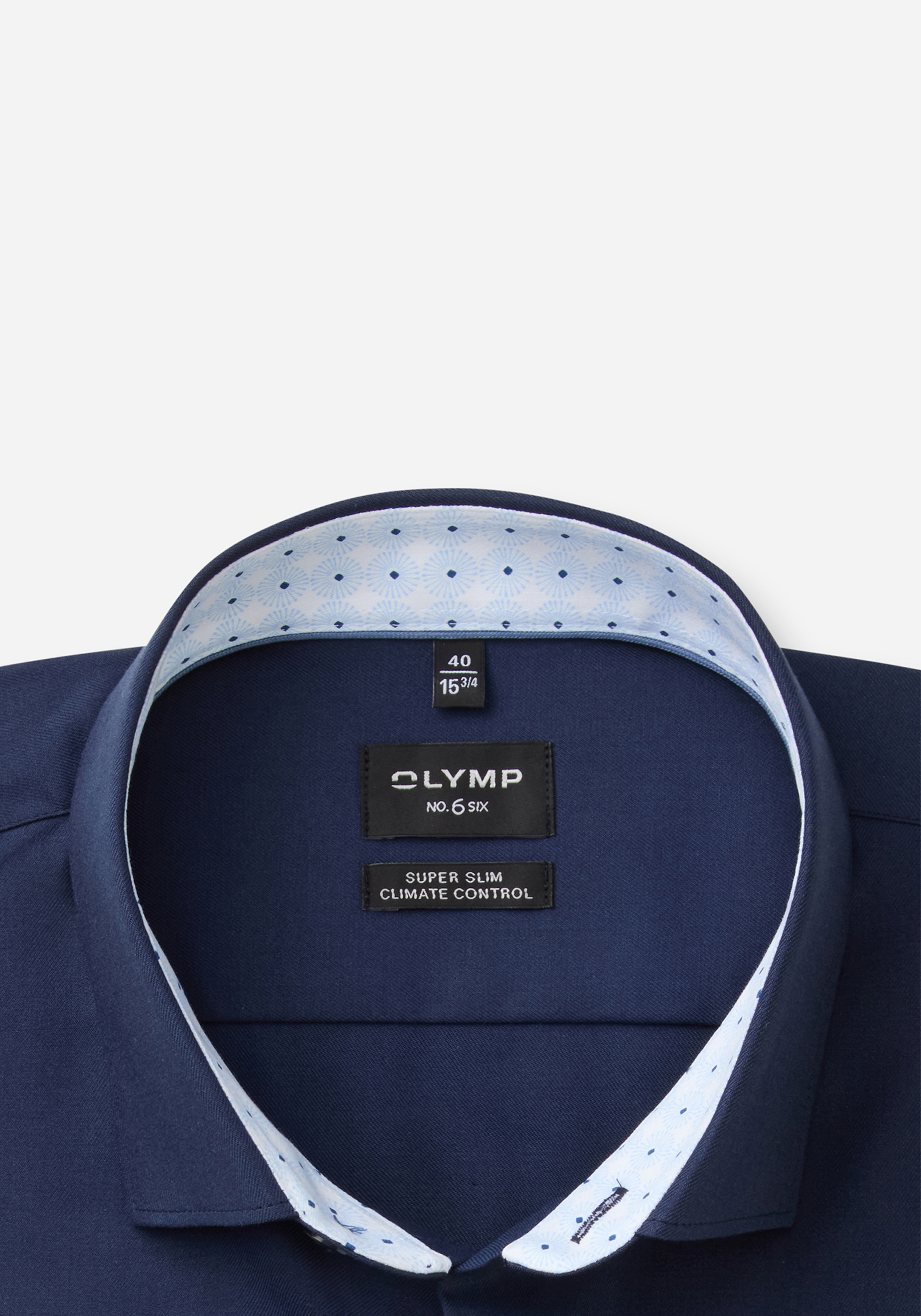 OLYMP 24/7 No. 6 Six super slim fit overhemd, twill, marine blauw