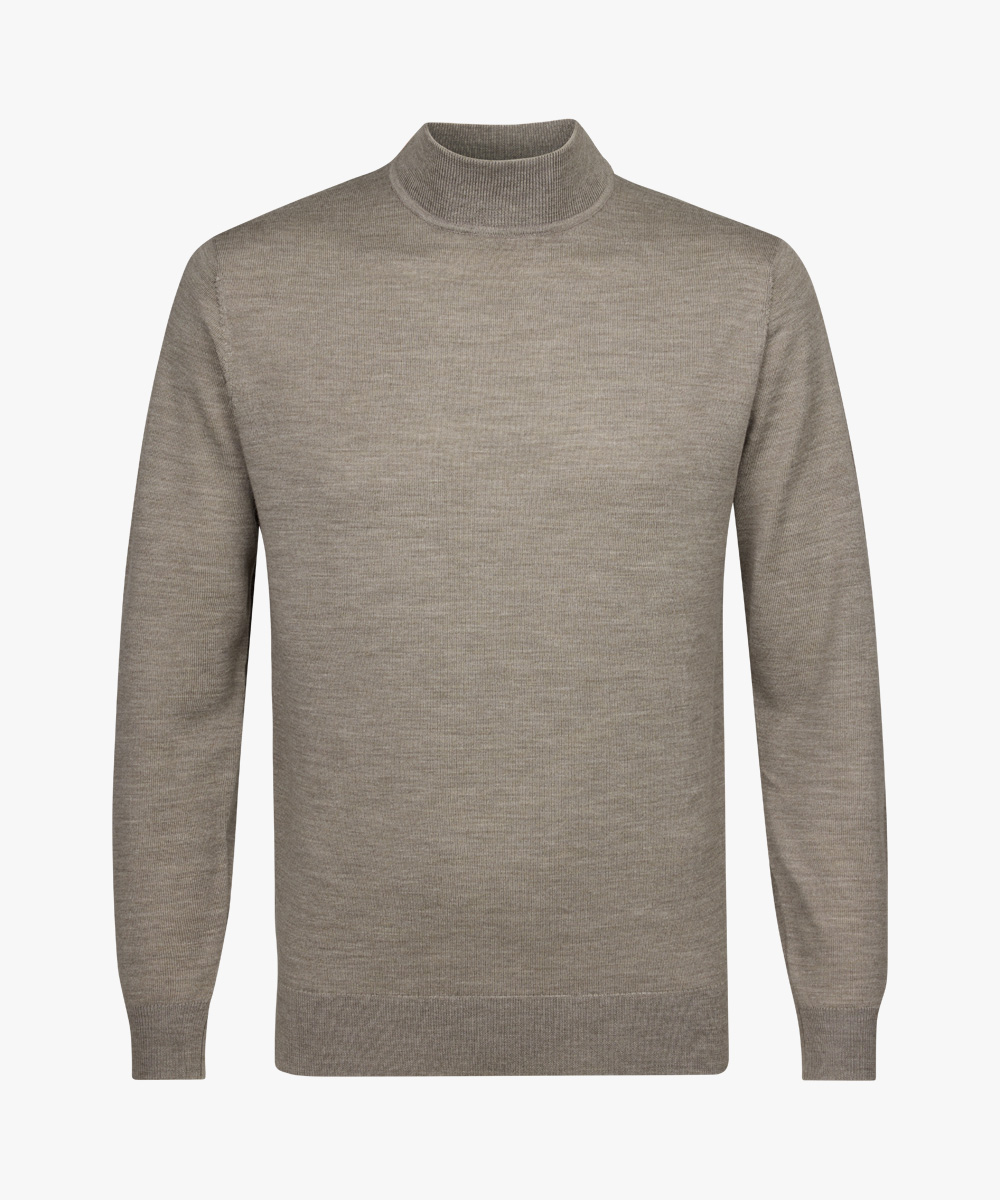 Profuomo heren trui wol, slim fit trui met turtleneck, groen